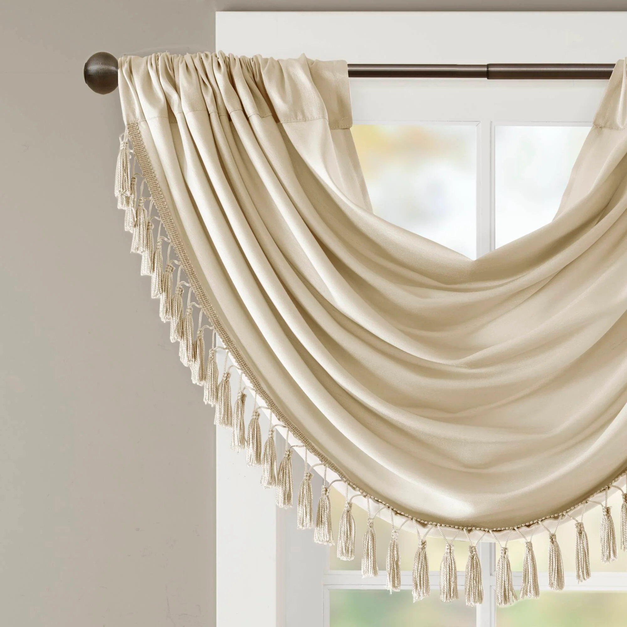 Elena Faux Silk Waterfall Embellished Valance - Image 30
