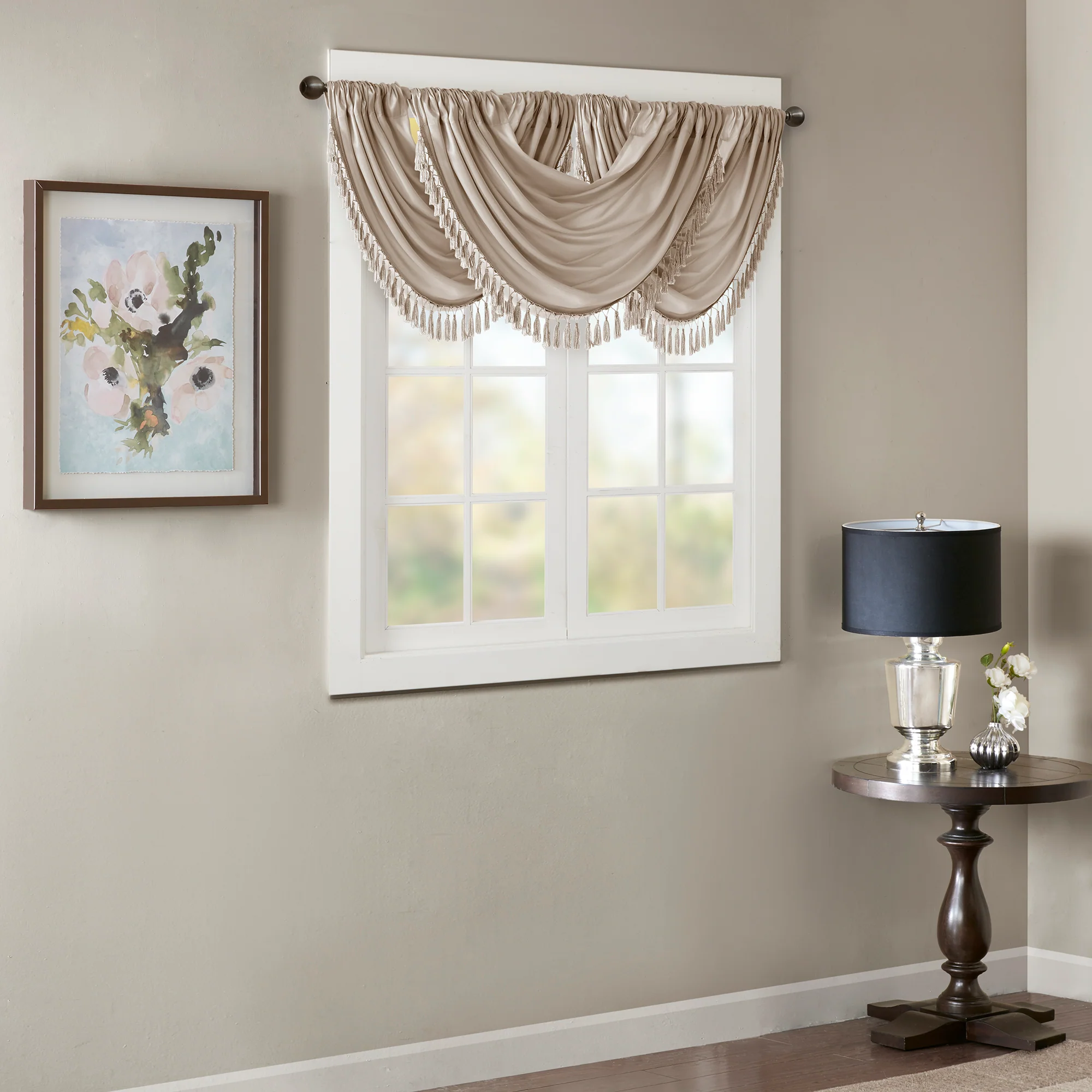 Elena Faux Silk Waterfall Embellished Valance - Image 32