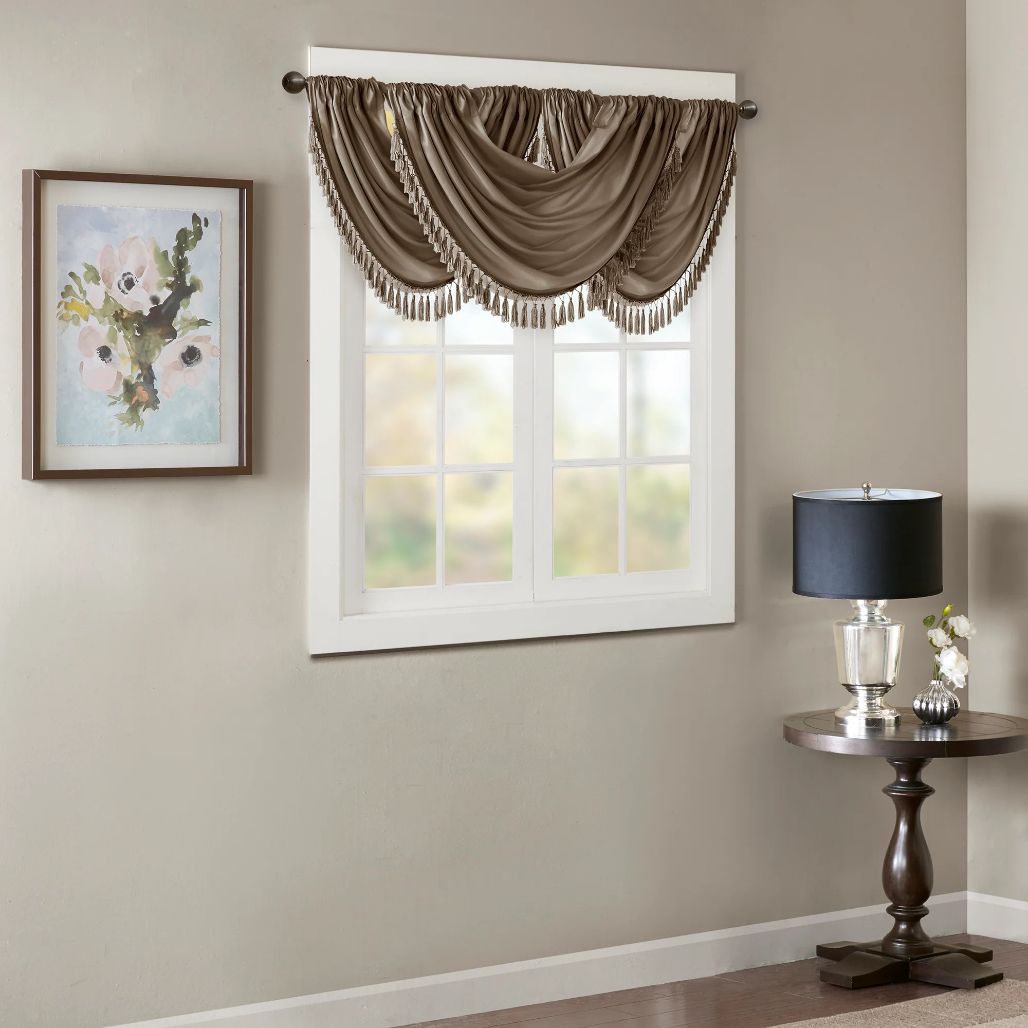 Elena Faux Silk Waterfall Embellished Valance - Image 33