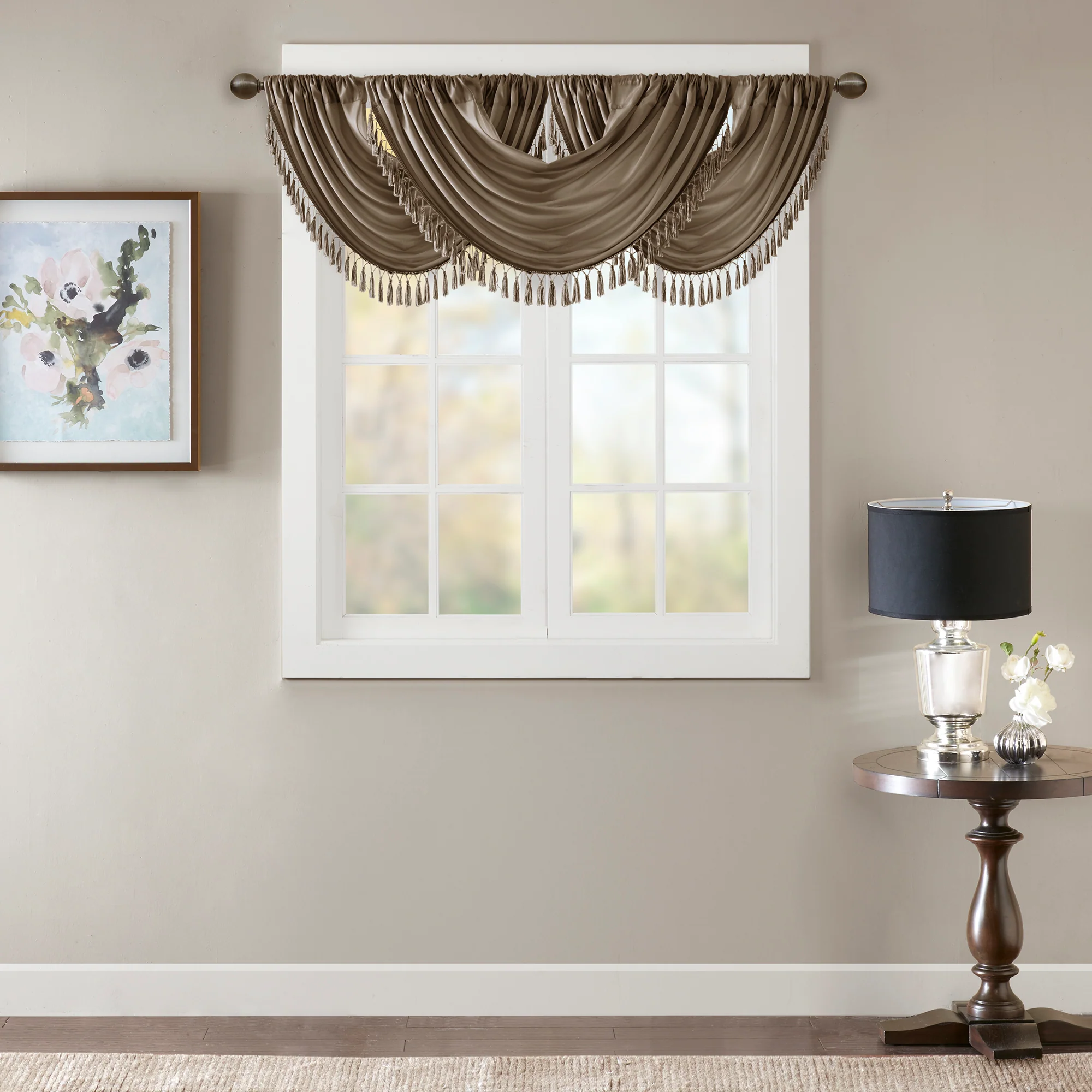 Elena Faux Silk Waterfall Embellished Valance - Image 6