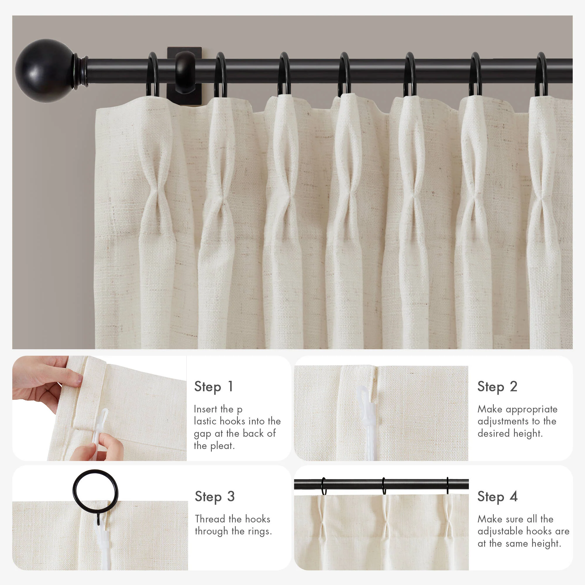 Emery 300gsm Poly Linen with 7 Pinch Pleat per Piece - Image 30