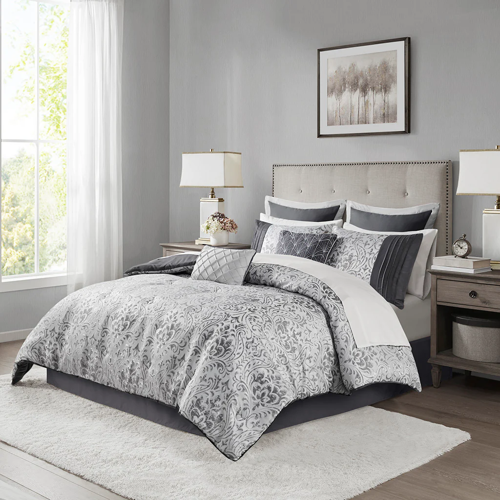 Emilia 12-Piece Jacquard Comforter Set with Bed Sheets