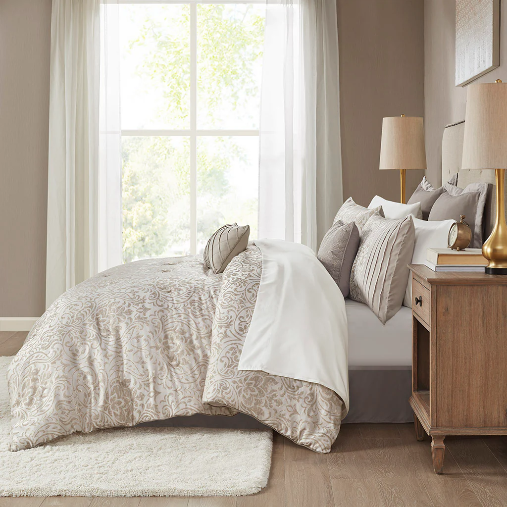 Emilia 12-Piece Jacquard Comforter Set with Bed Sheets - Image 10