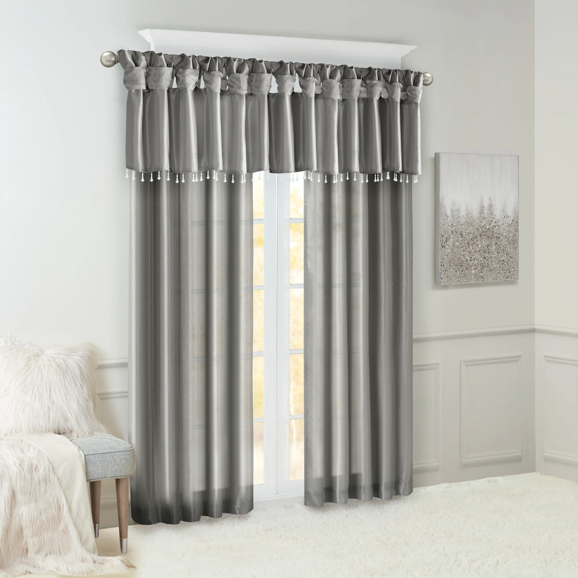 Emilia Lightweight Faux Silk Valance With Beads - Image 24