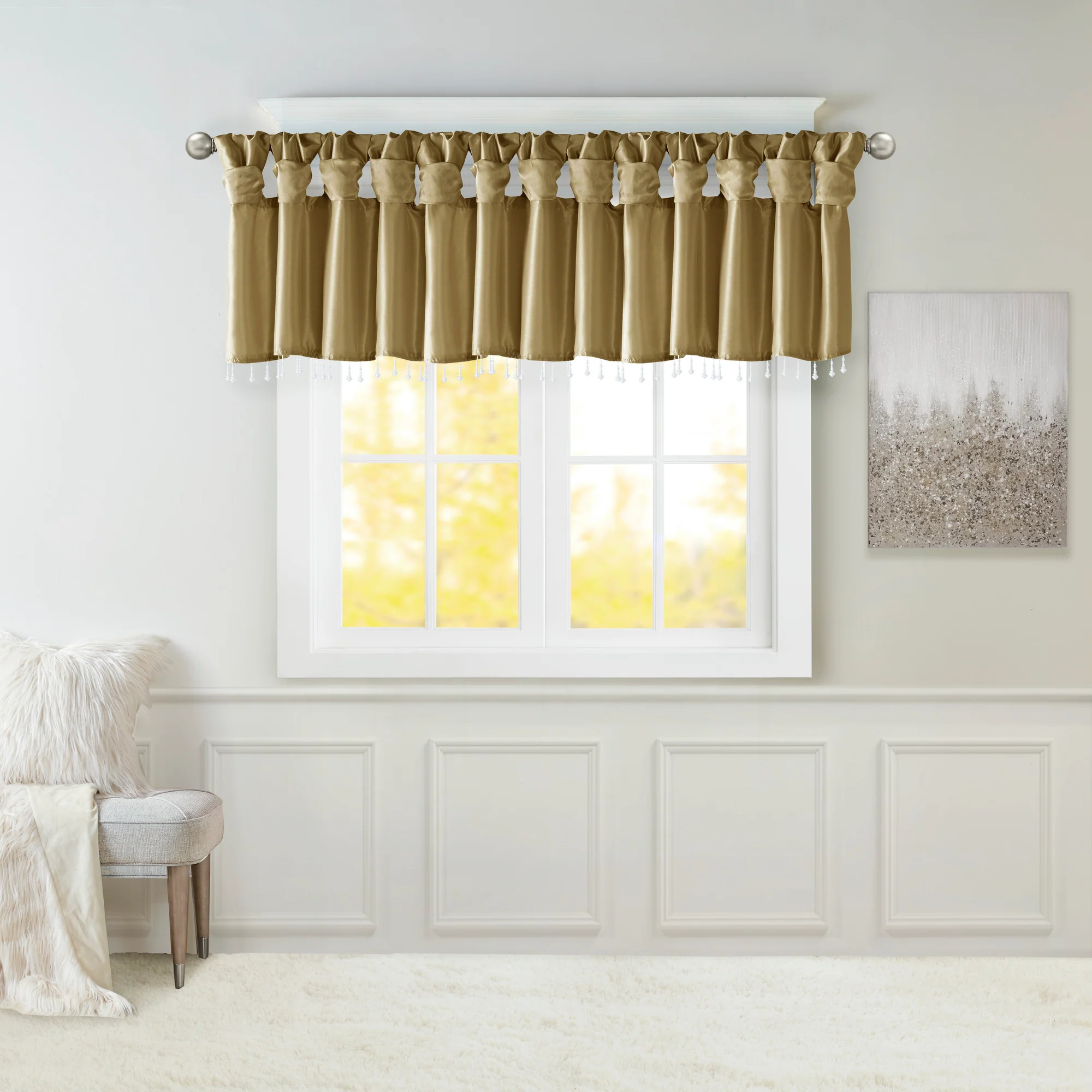Emilia Lightweight Faux Silk Valance With Beads - Image 6