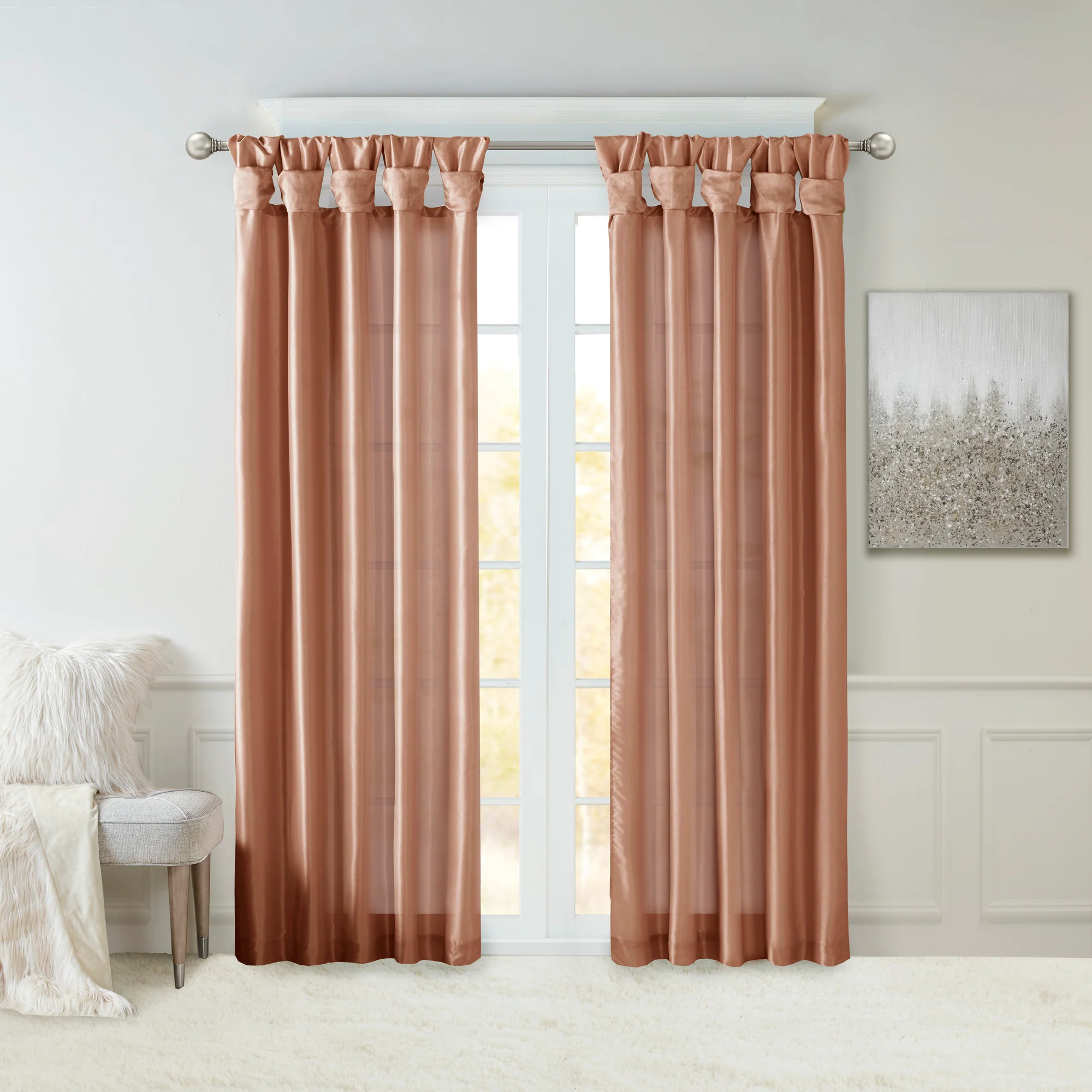 Emilia Twist Tab Lined Window Curtain Panel - Image 3