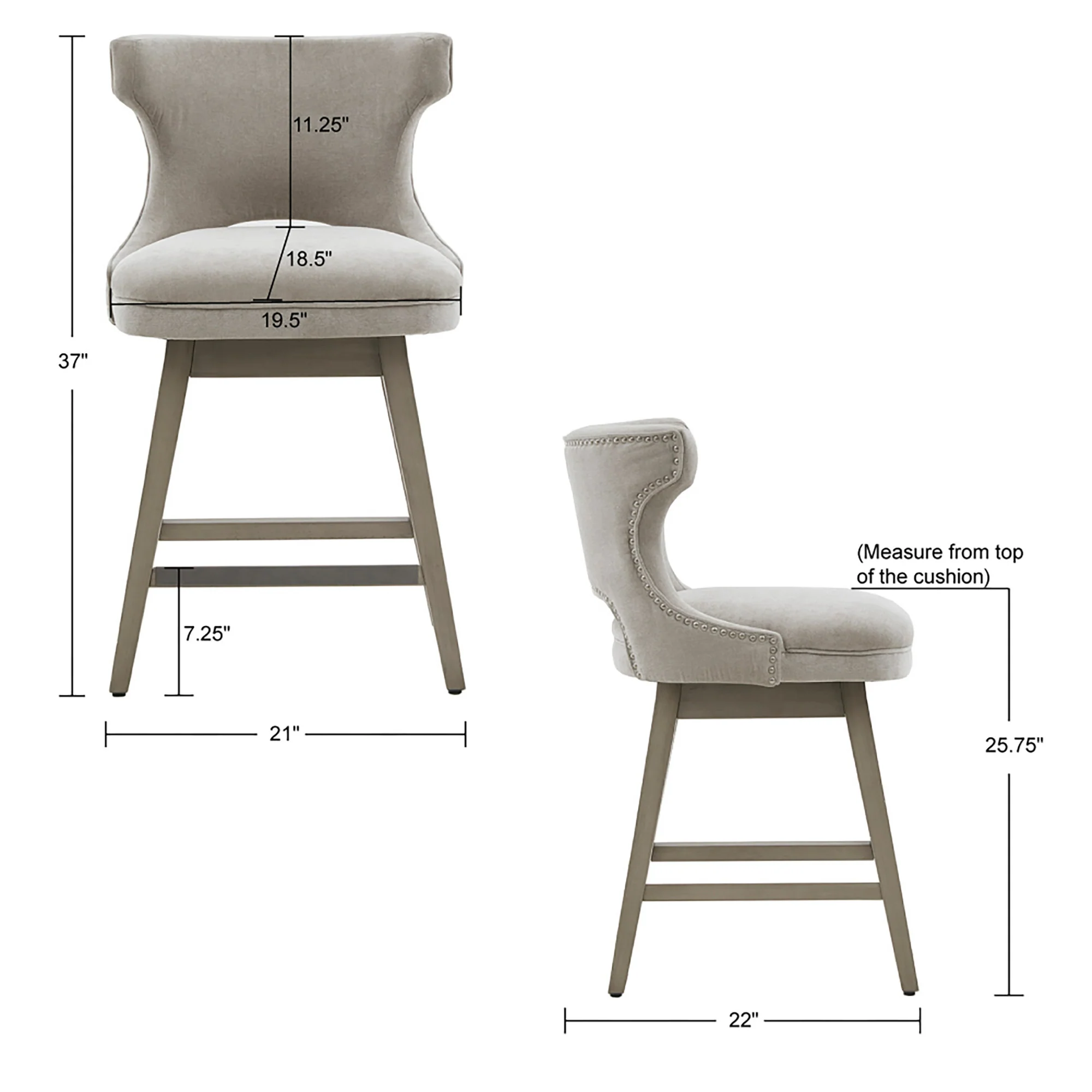 Emmett 360-degree swivel counter stool with nailheads - Image 13