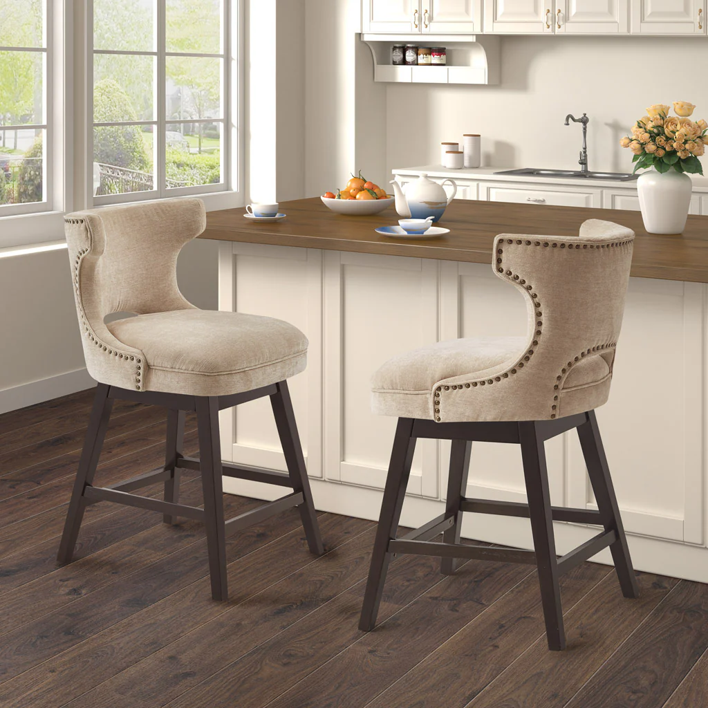 Emmett 360-degree swivel counter stool with nailheads - Image 19