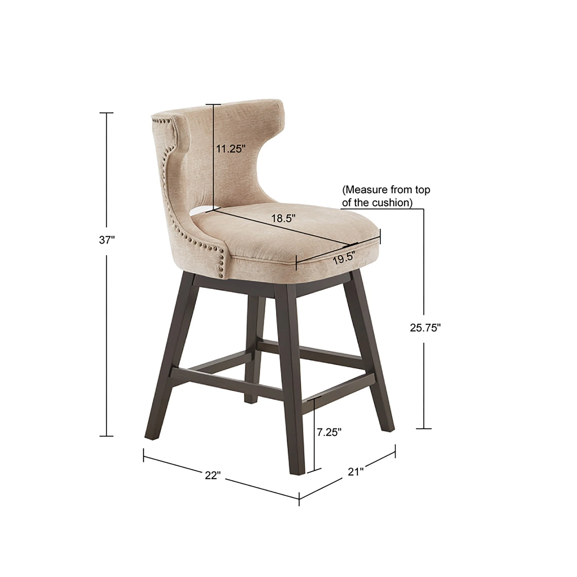 Emmett 360-degree swivel counter stool with nailheads - Image 28
