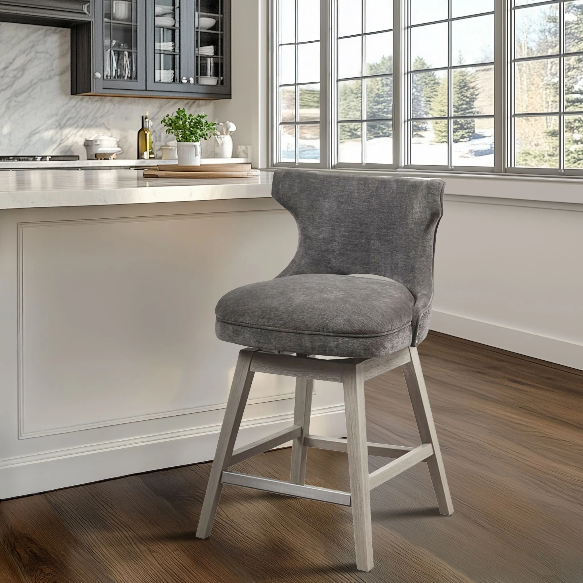 Emmett 360-degree swivel counter stool with nailheads - Image 29