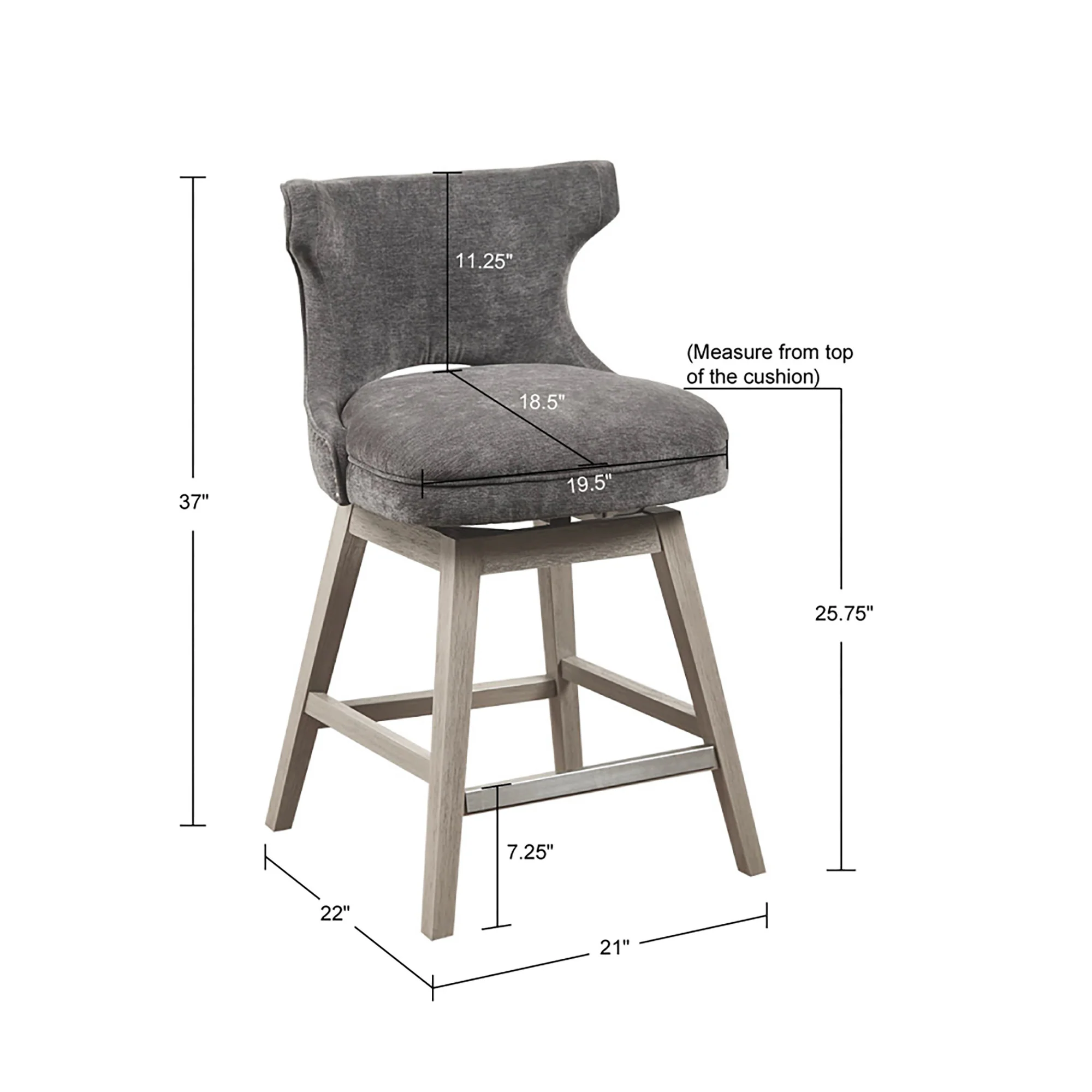 Emmett 360-degree swivel counter stool with nailheads - Image 41