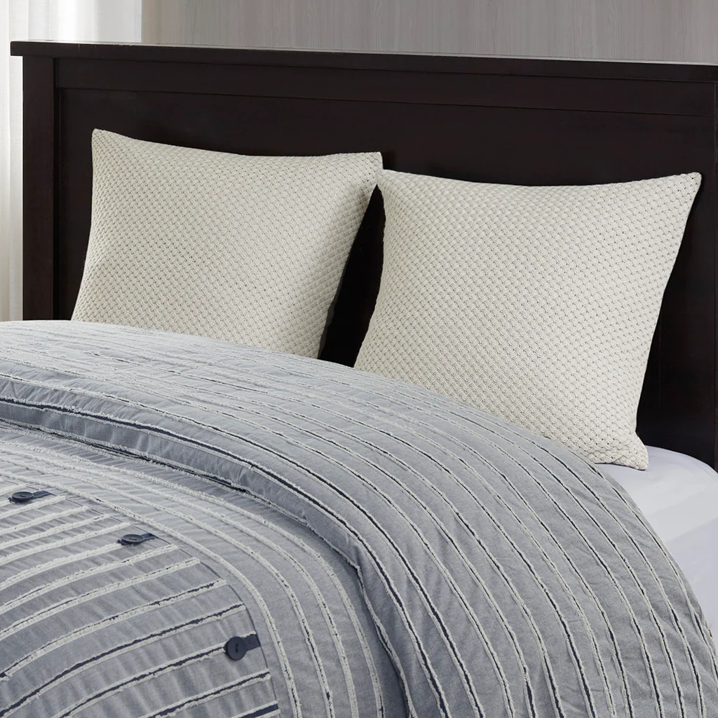 Essence Oversized Cotton Clipped Jacquard Comforter Set with Euro Shams and Throw Pillows - Image 15