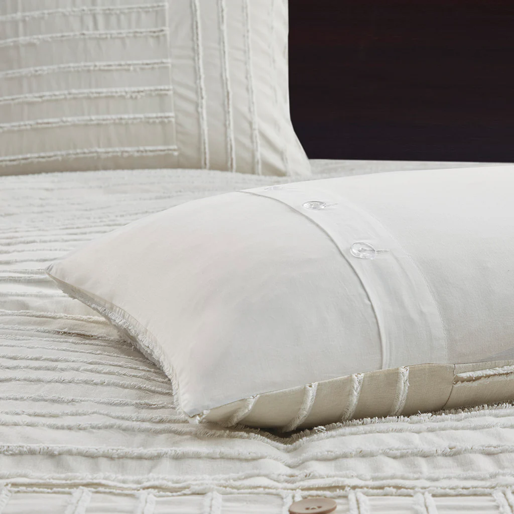 Essence Oversized Cotton Clipped Jacquard Comforter Set with Euro Shams and Throw Pillows - Image 29