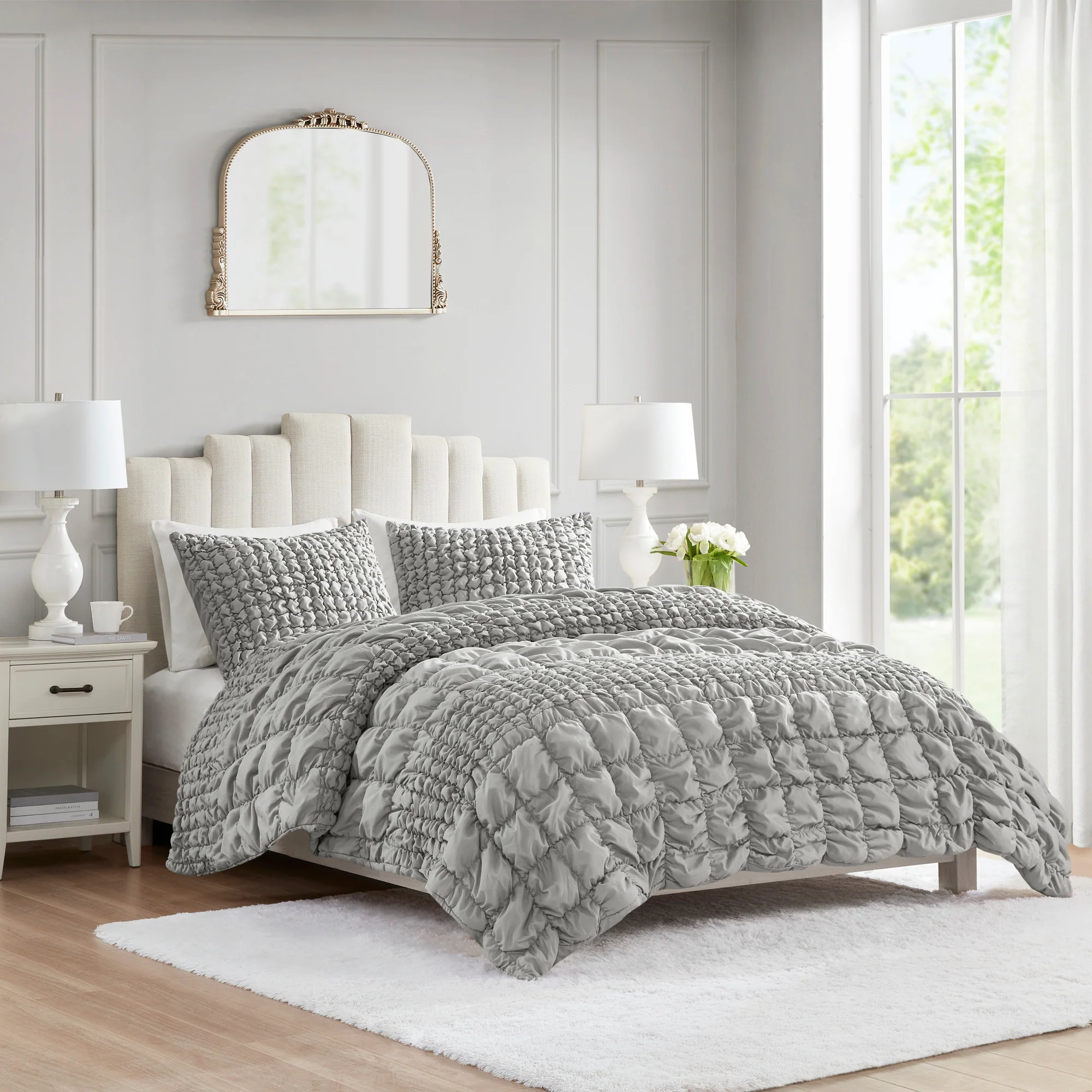 Evelyn 3-Piece Stripe Ruched Comforter Set - Image 2