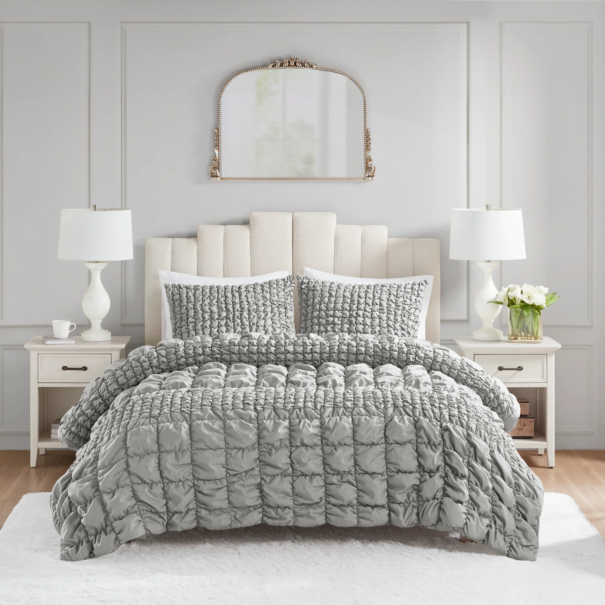 Evelyn 3-Piece Stripe Ruched Comforter Set - Image 4