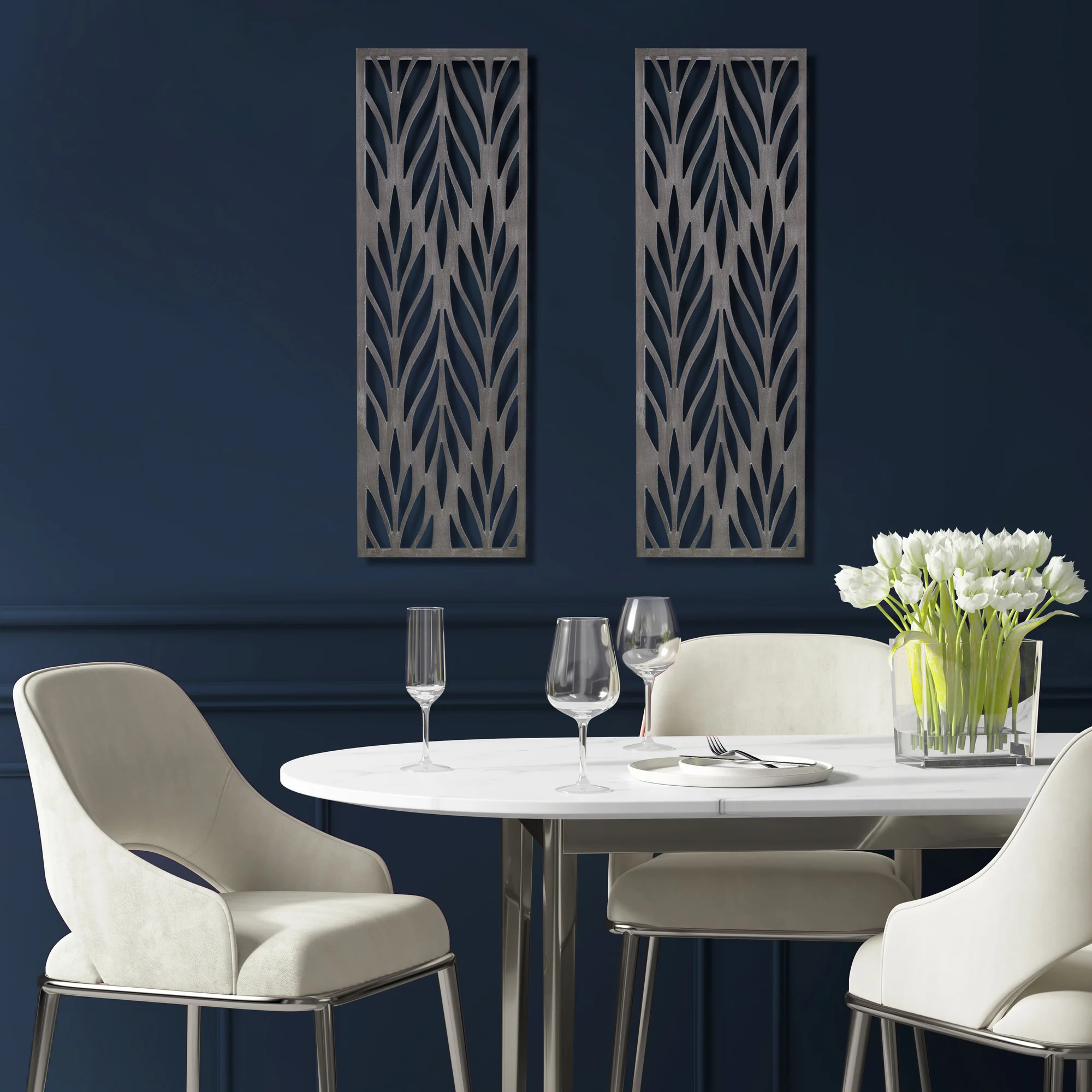 Florian Grey Laser Cut Wood 2-Piece Panel Wall Decor Set - Image 2