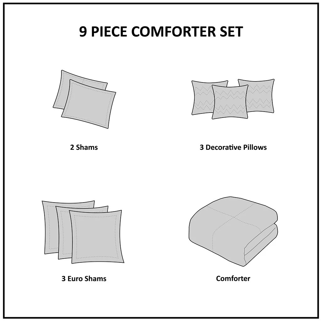 Grace 9-Piece Geometric Oversized Jacquard Comforter Set - Image 18