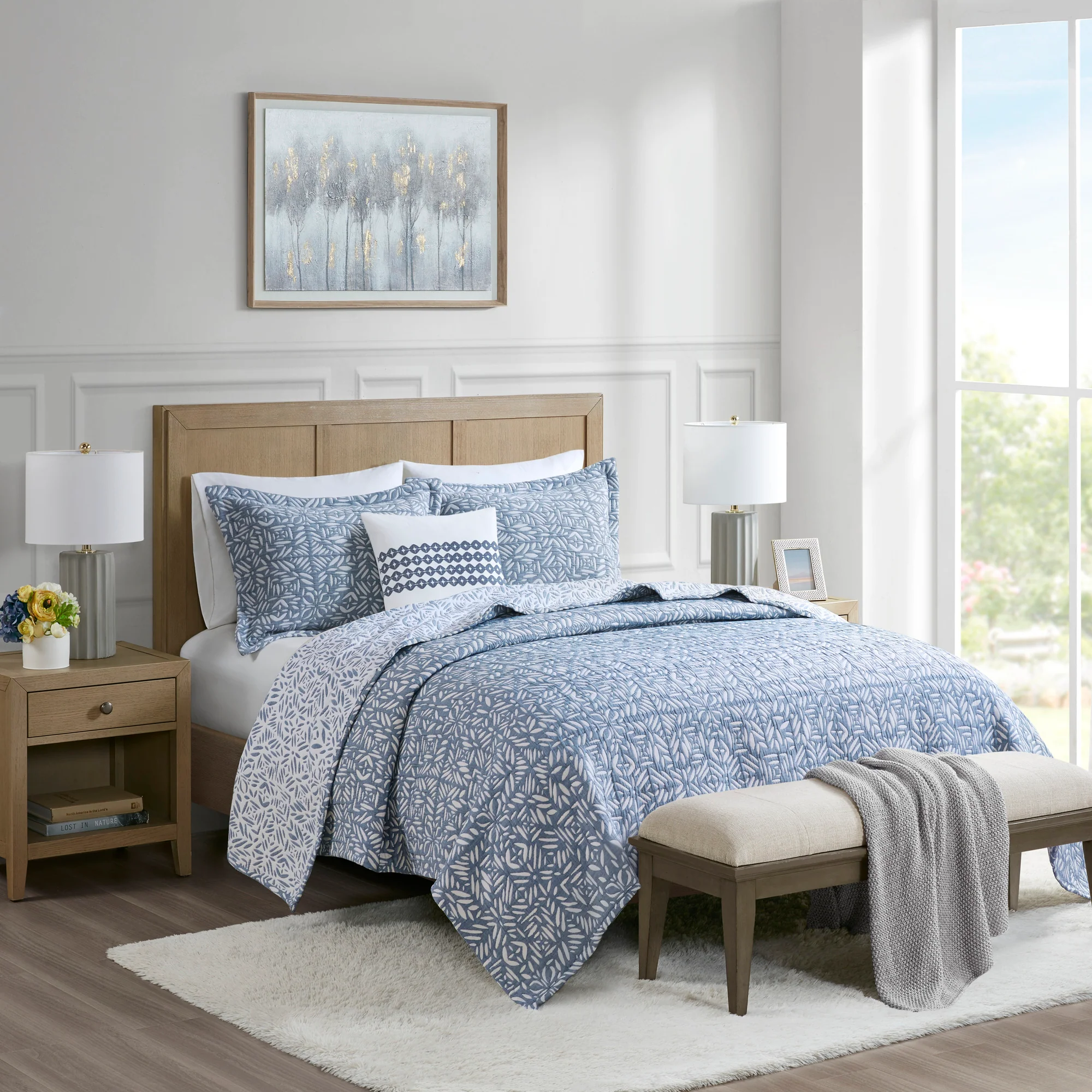 Harmony 4-Piece Oversized Reversible Matelasse Quilt Set with Throw Pillow - Image 14