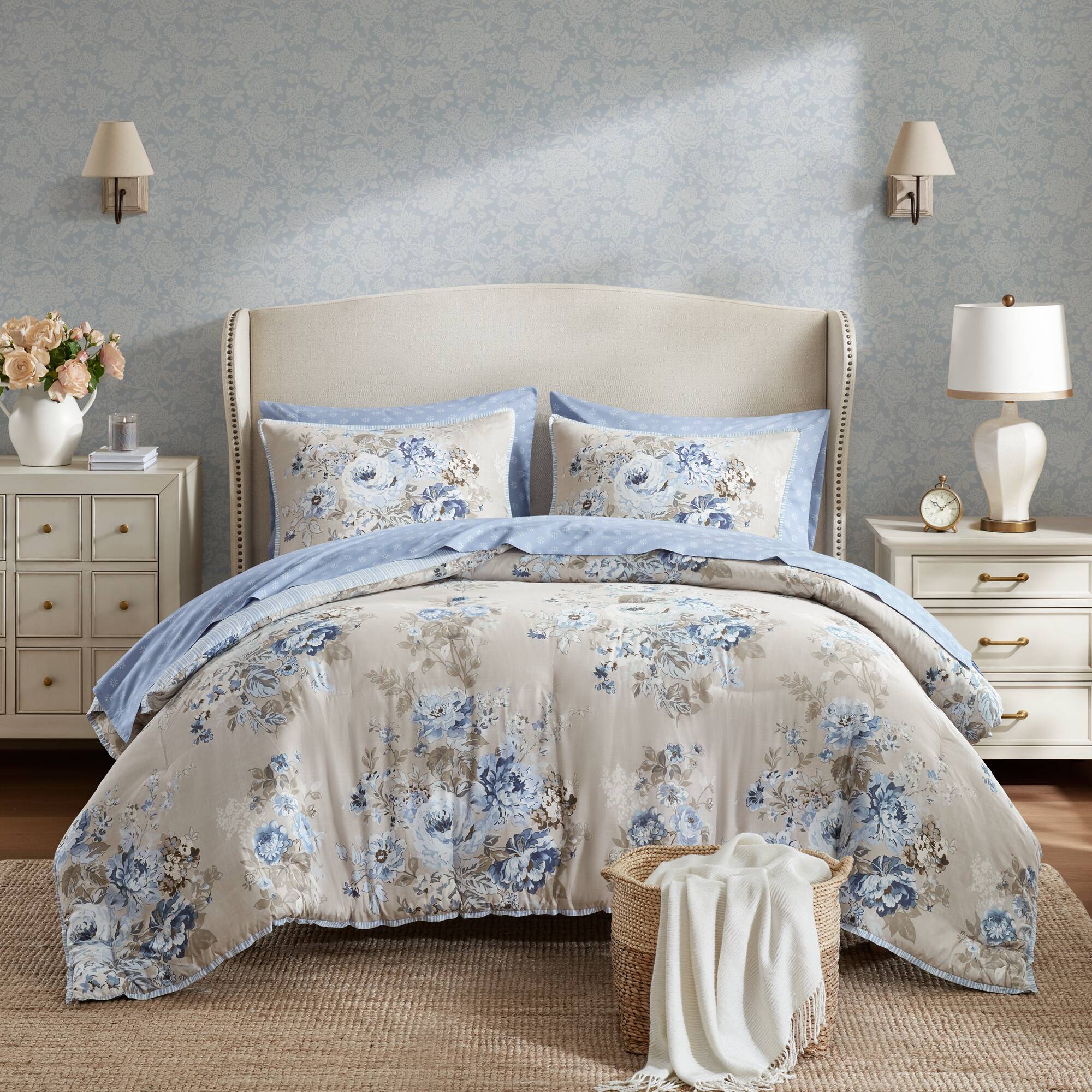 Heather 7-Piece Vintage Floral Print Inspired Comforter Set With Sheet Set