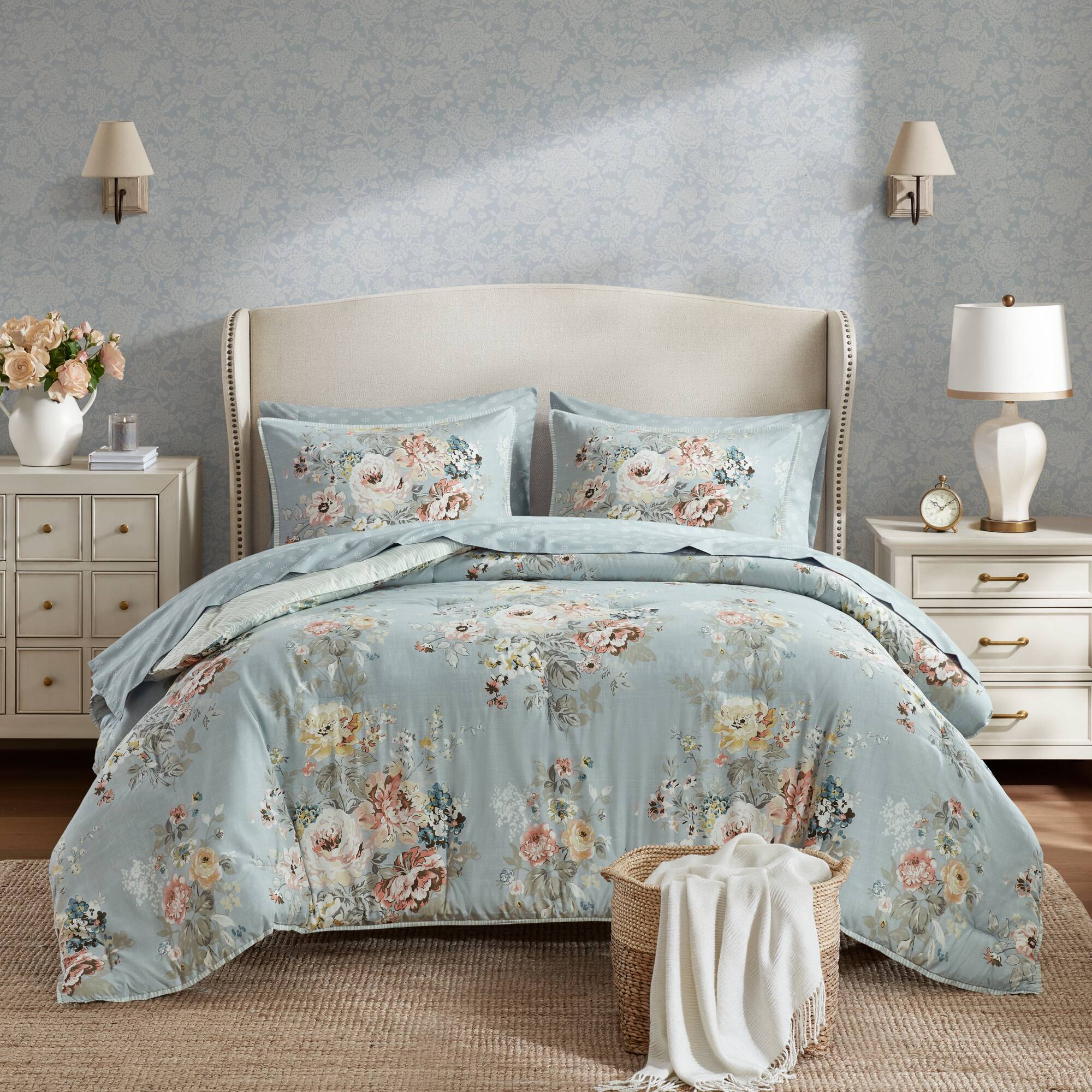 Heather 7-Piece Vintage Floral Print Inspired Comforter Set With Sheet Set - Image 17