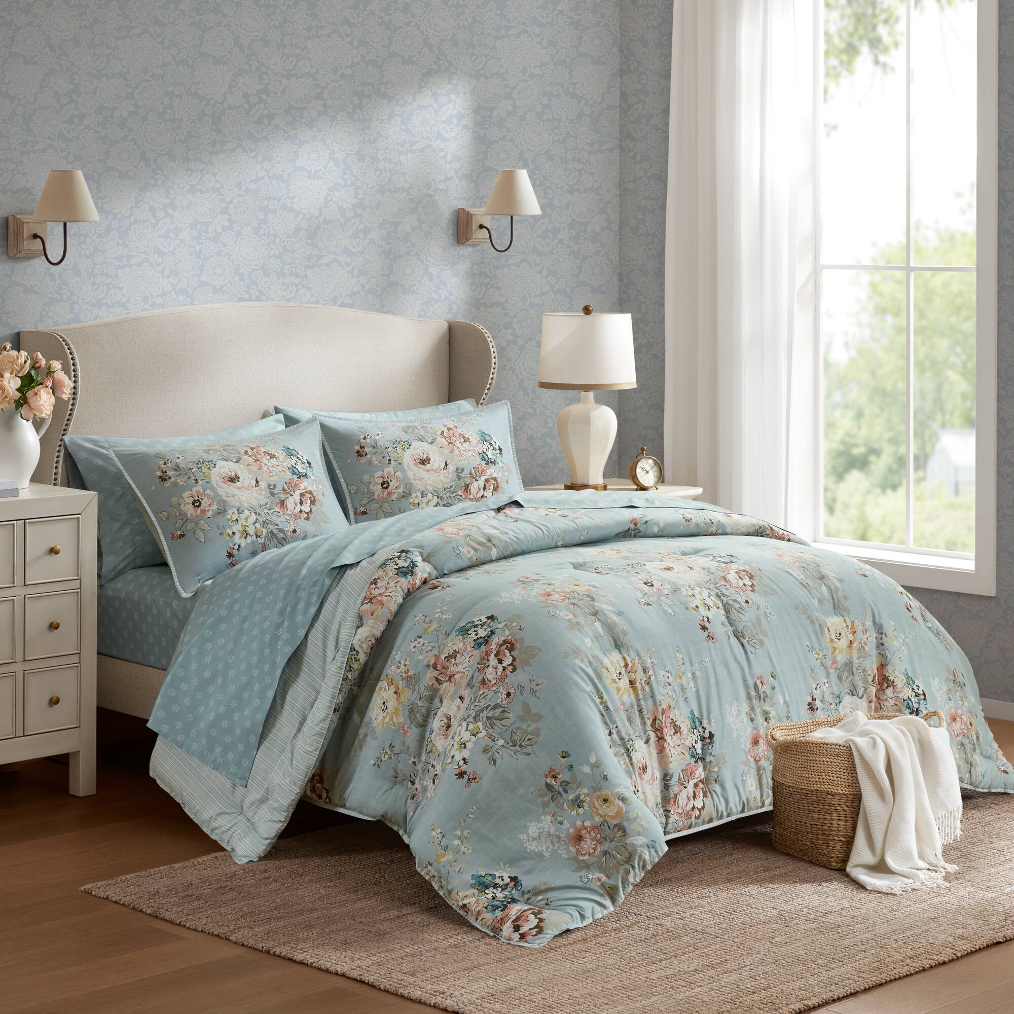 Heather 7-Piece Vintage Floral Print Inspired Comforter Set With Sheet Set - Image 19