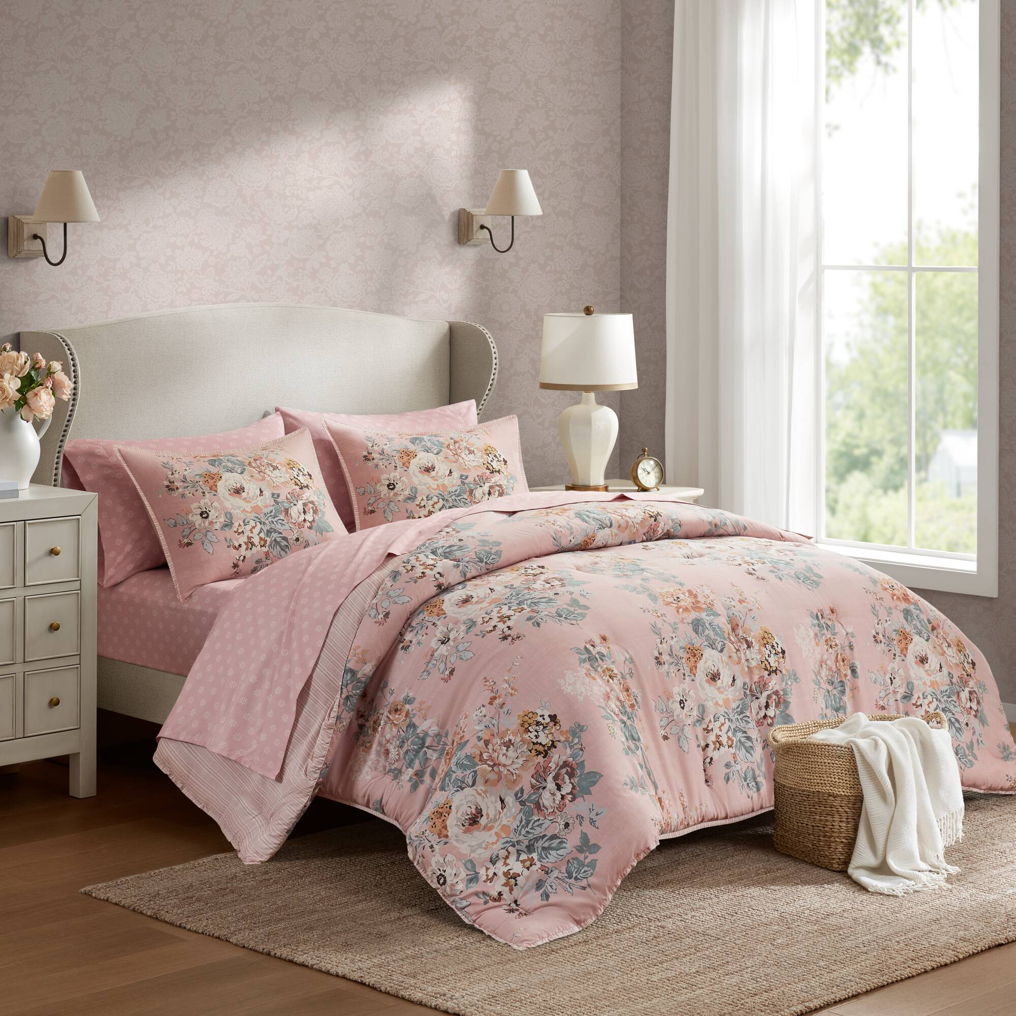 Heather 7-Piece Vintage Floral Print Inspired Comforter Set With Sheet Set - Image 34