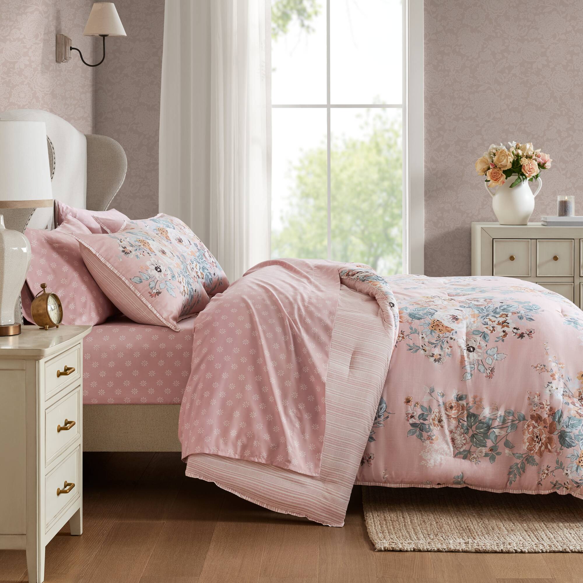 Heather 7-Piece Vintage Floral Print Inspired Comforter Set With Sheet Set - Image 35