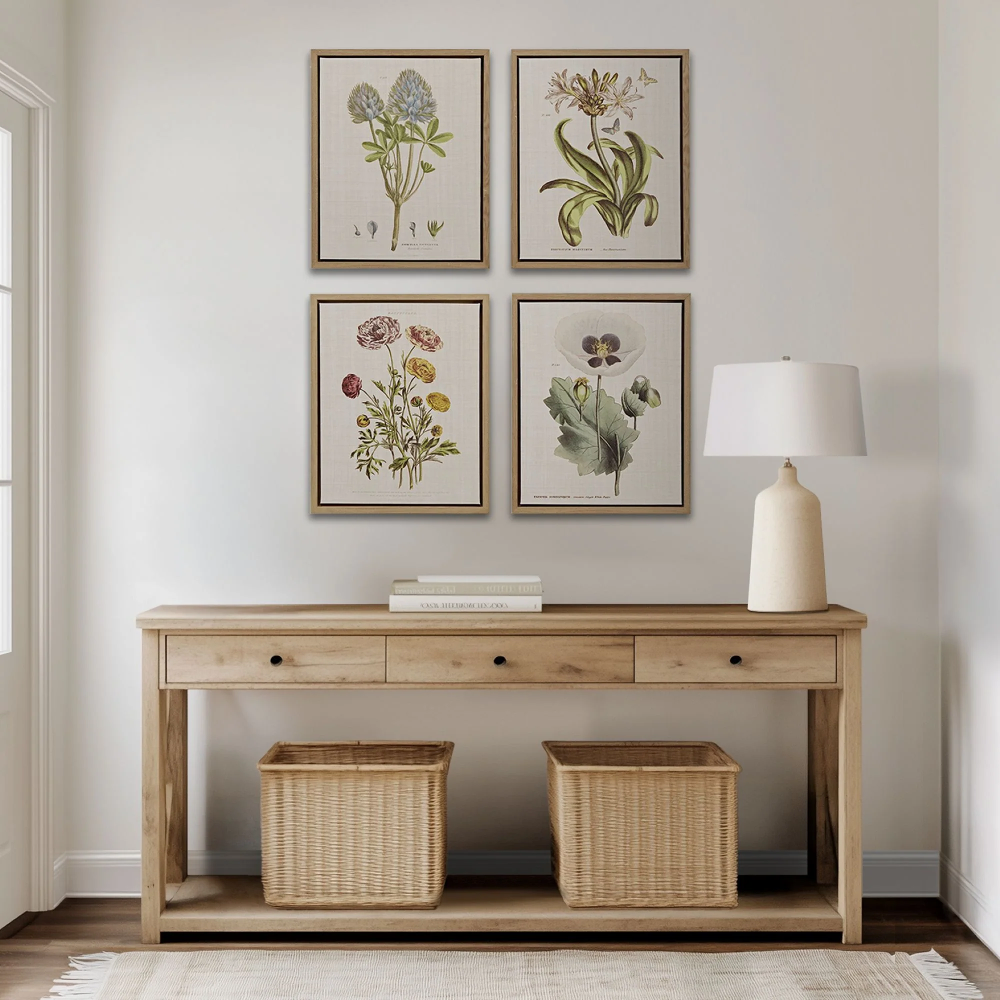 Herbal Botany 4-Piece Botanical Illustration Framed Canvas Wall Art Set - Image 2
