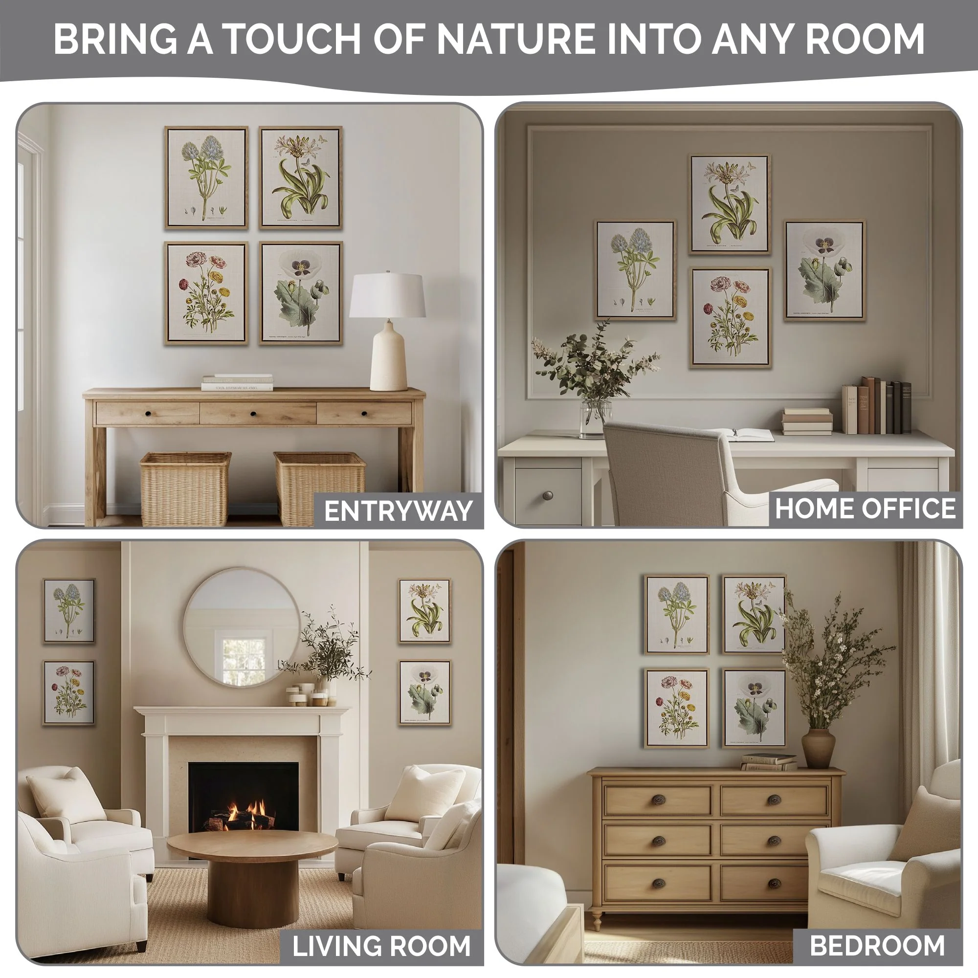 Herbal Botany 4-Piece Botanical Illustration Framed Canvas Wall Art Set - Image 22