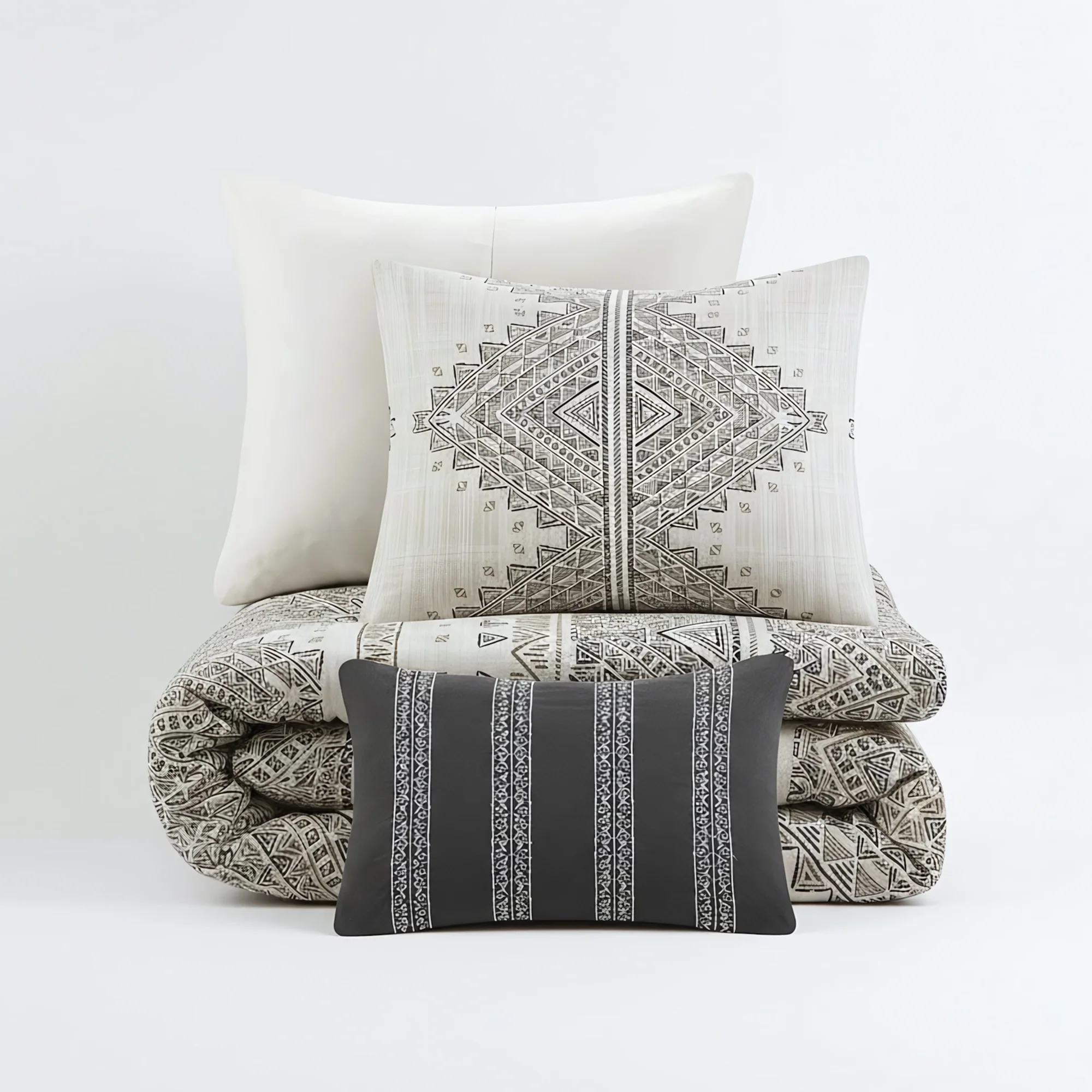 Ibiza 4-Piece Printed Duvet Cover Set with Throw Pillow