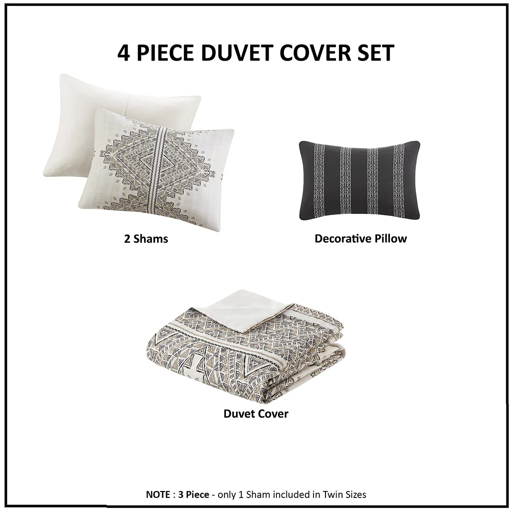 Ibiza 4-Piece Printed Duvet Cover Set with Throw Pillow - Image 15