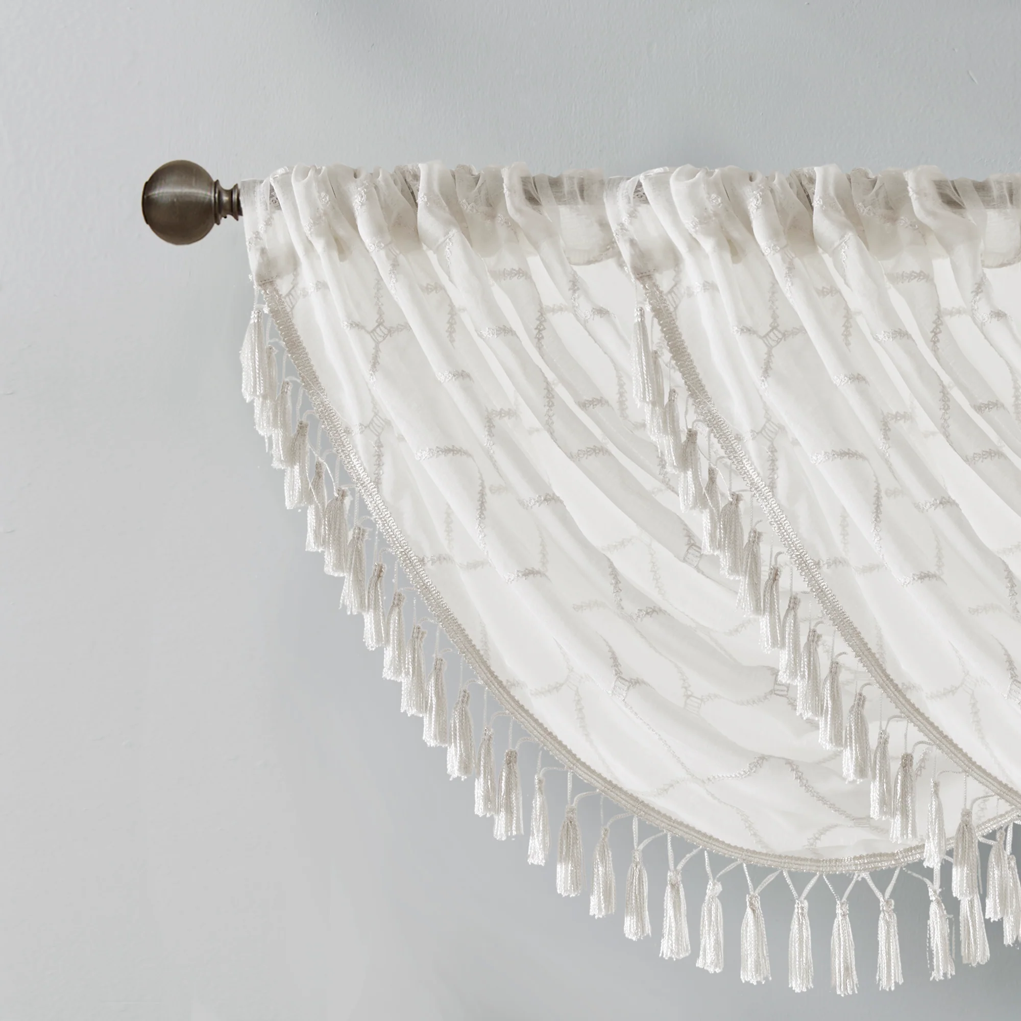 Irina Diamond Sheer Embroidered Waterfall Valance - Image 10