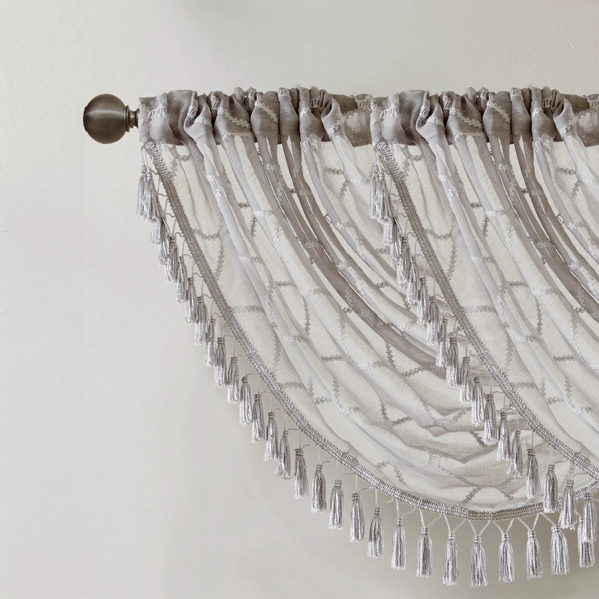 Irina Diamond Sheer Embroidered Waterfall Valance - Image 11
