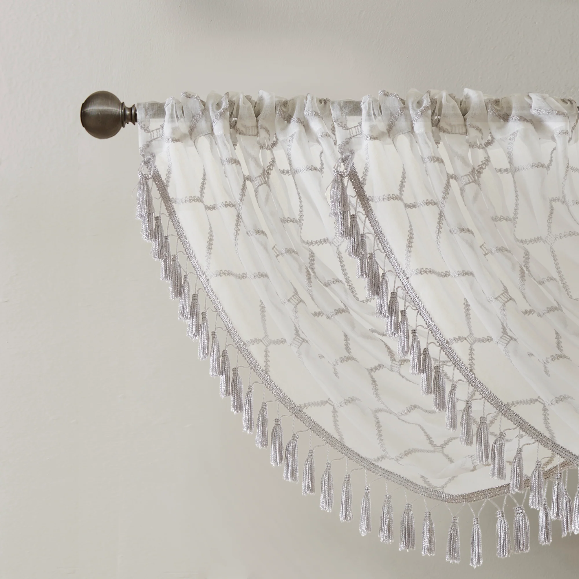 Irina Diamond Sheer Embroidered Waterfall Valance - Image 12