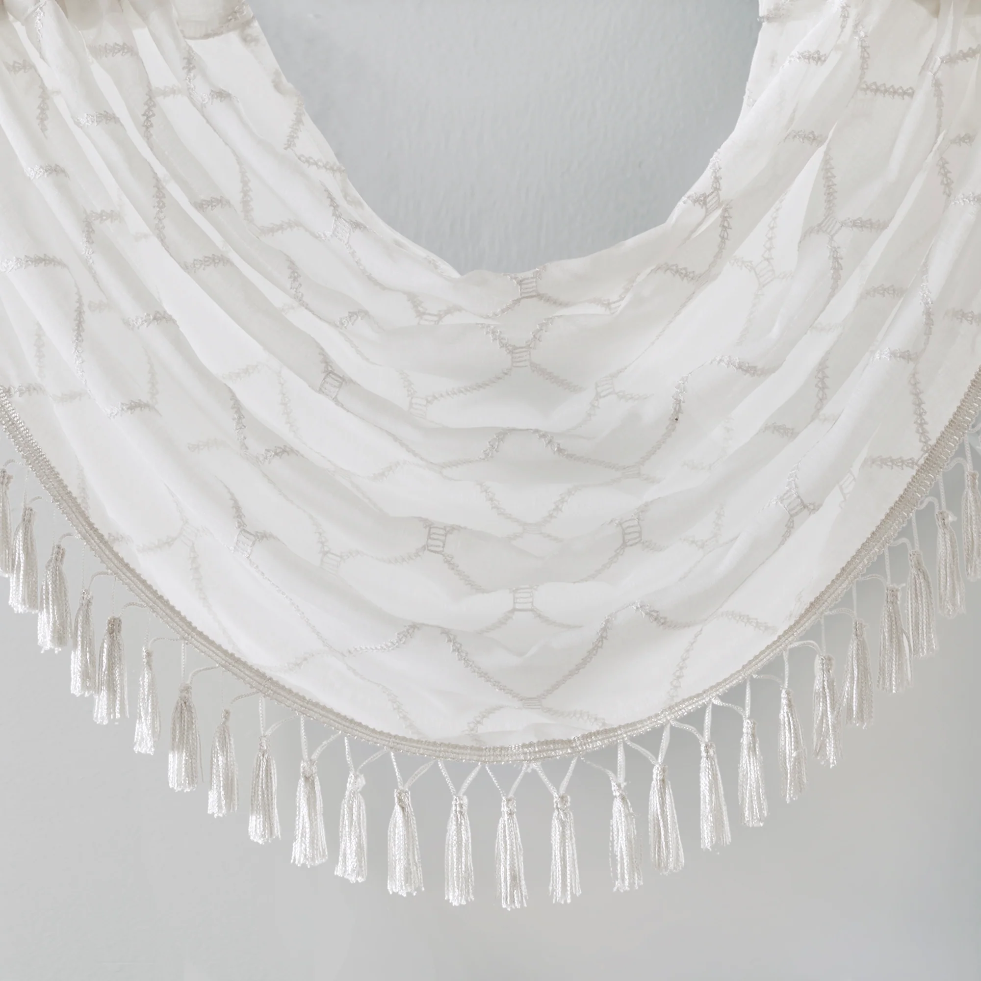 Irina Diamond Sheer Embroidered Waterfall Valance - Image 14