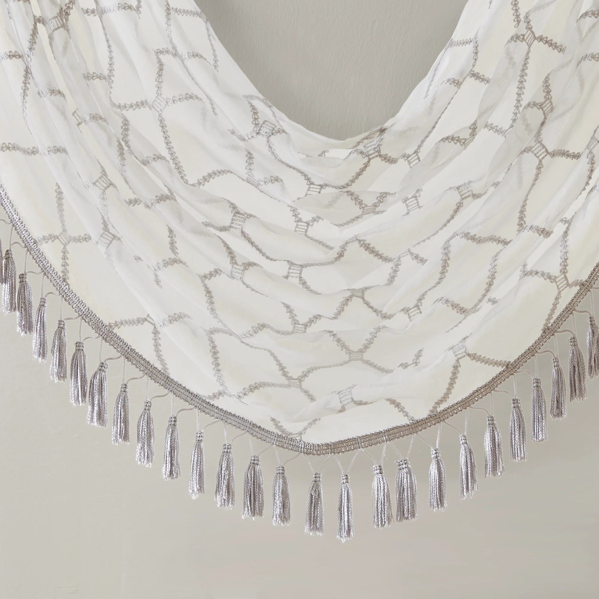 Irina Diamond Sheer Embroidered Waterfall Valance - Image 16
