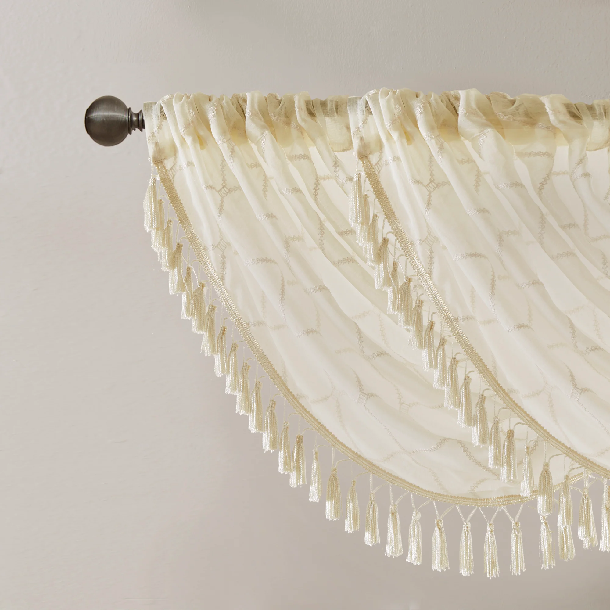Irina Diamond Sheer Embroidered Waterfall Valance - Image 17