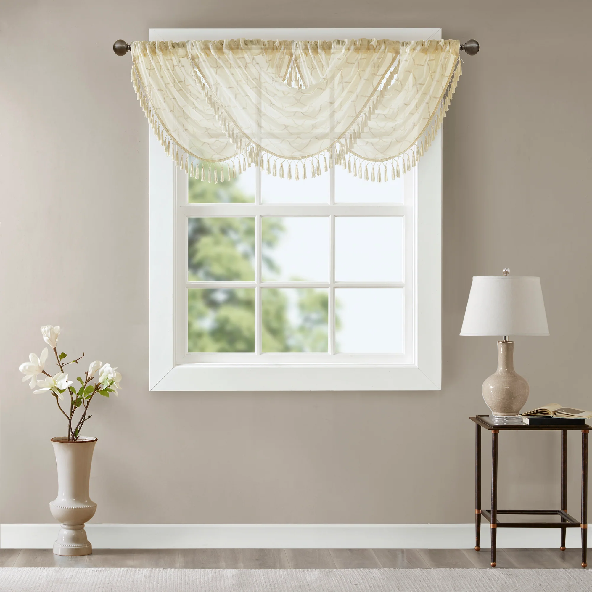 Irina Diamond Sheer Embroidered Waterfall Valance - Image 27