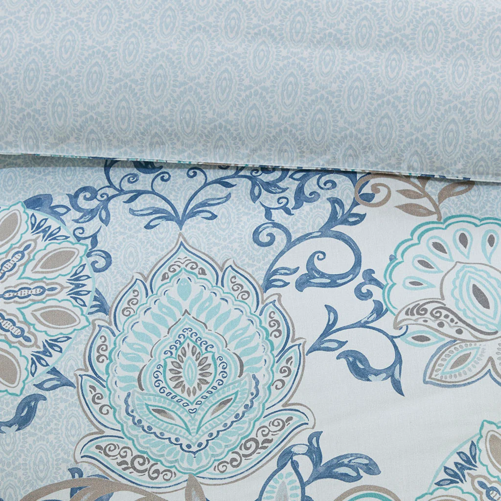 Isla 3-Piece Cotton Floral Printed Reversible Duvet Cover Set - Image 10
