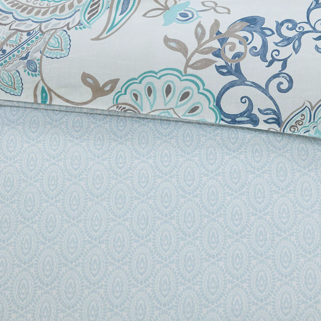 Isla 3-Piece Cotton Floral Printed Reversible Duvet Cover Set - Image 11