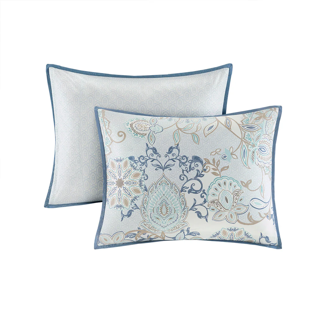 Isla 3-Piece Cotton Floral Printed Reversible Duvet Cover Set - Image 12