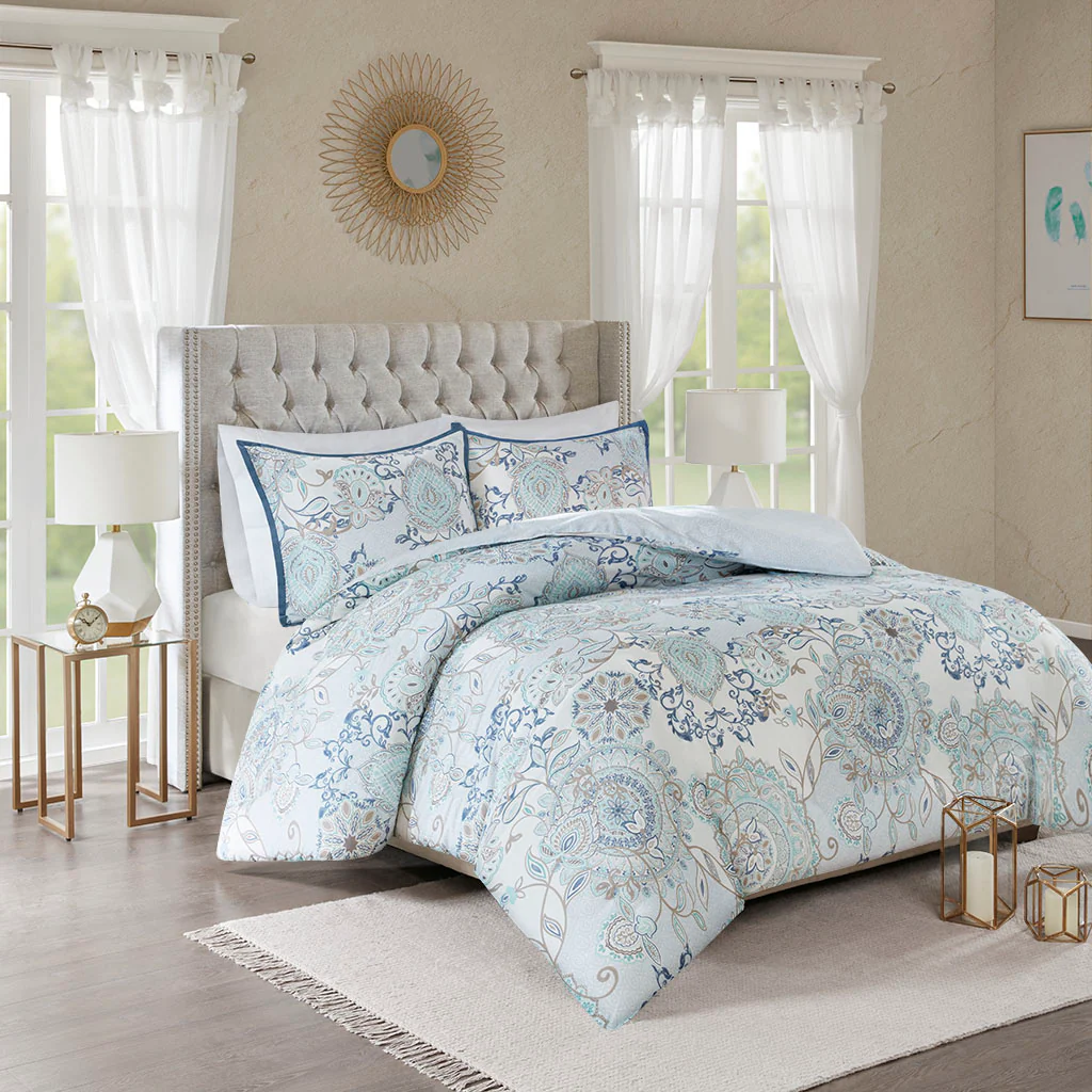 Isla 3-Piece Cotton Floral Printed Reversible Duvet Cover Set - Image 6