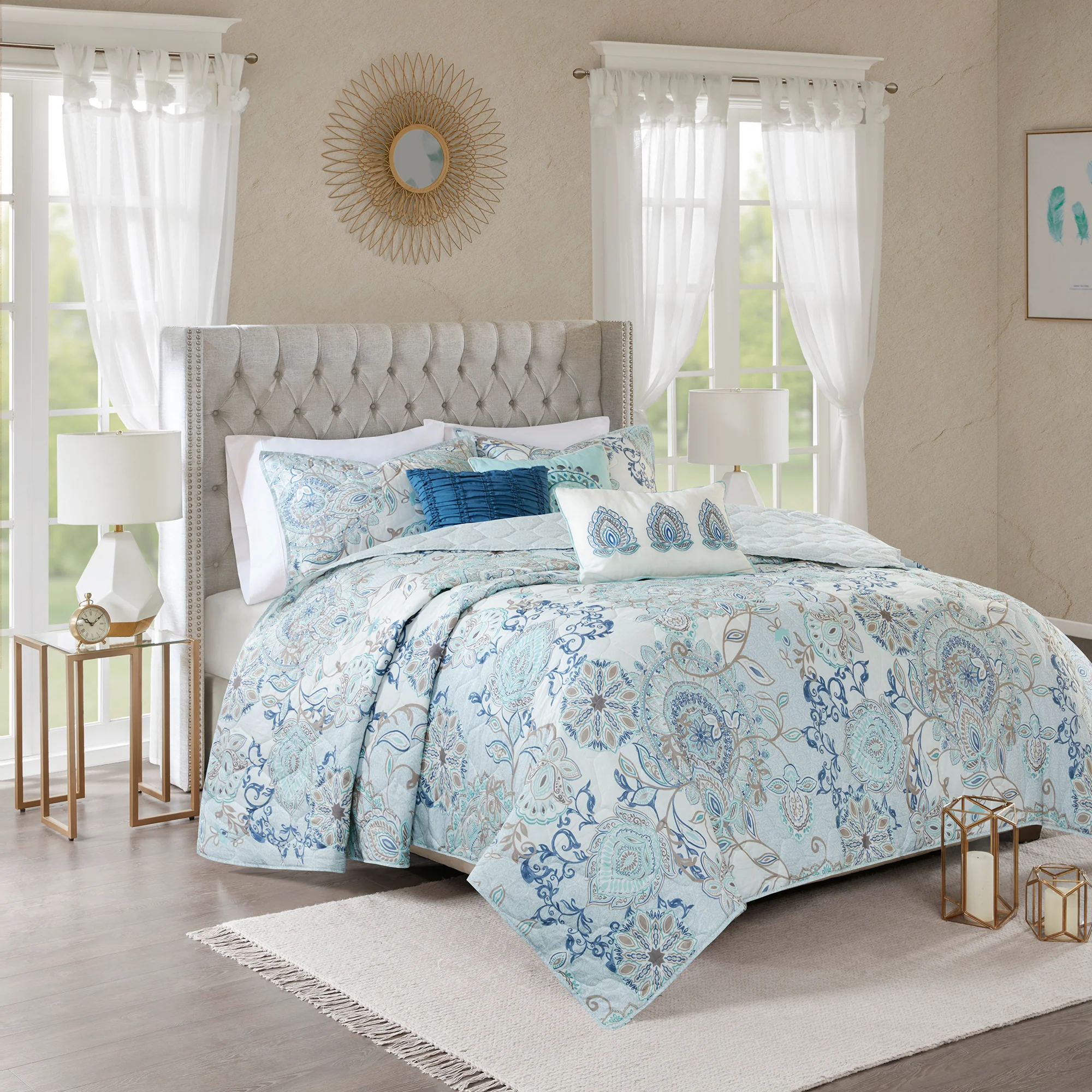 Isla 8-Piece Cotton Floral Printed Reversible Comforter Set - Image 2