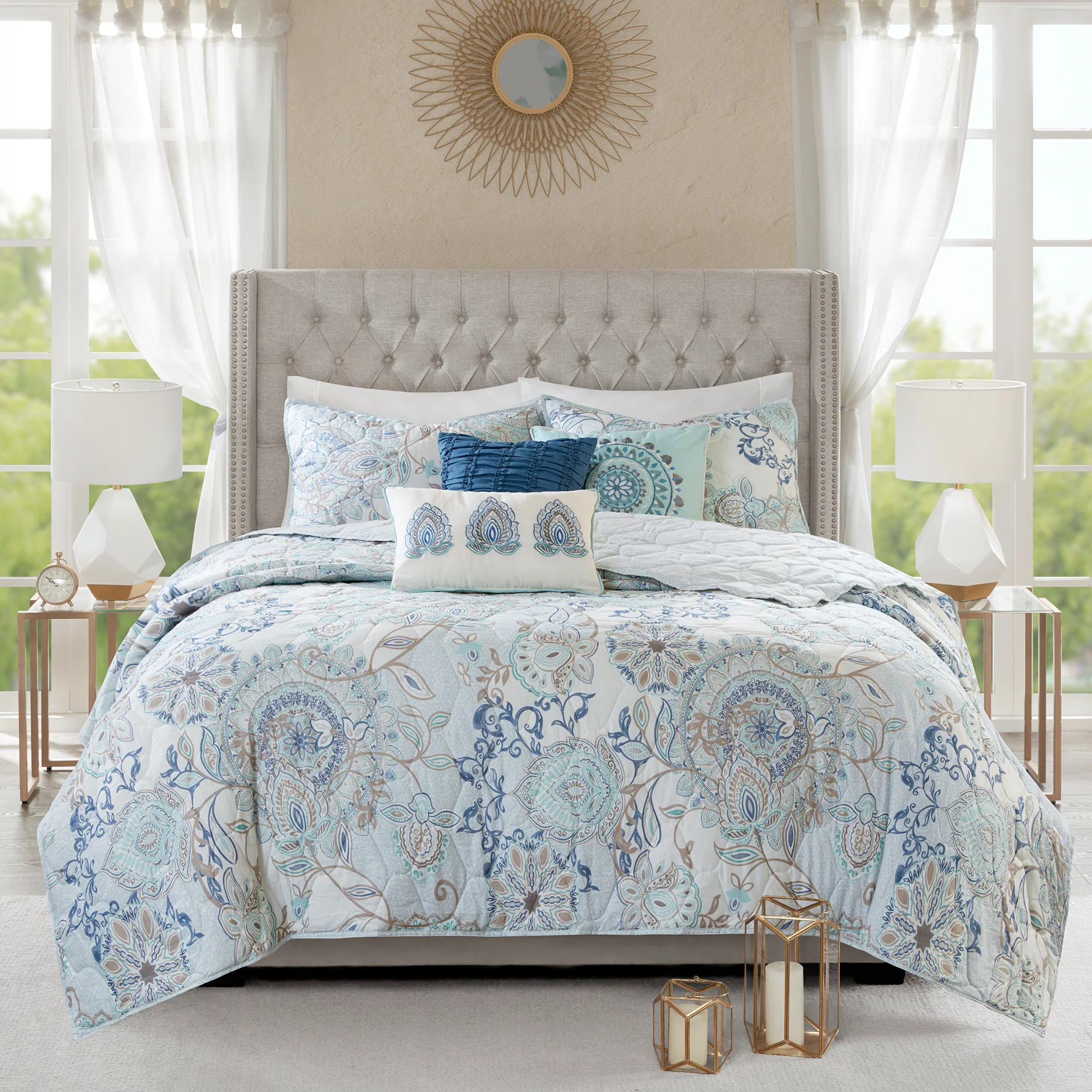 Isla 8-Piece Cotton Floral Printed Reversible Comforter Set - Image 33