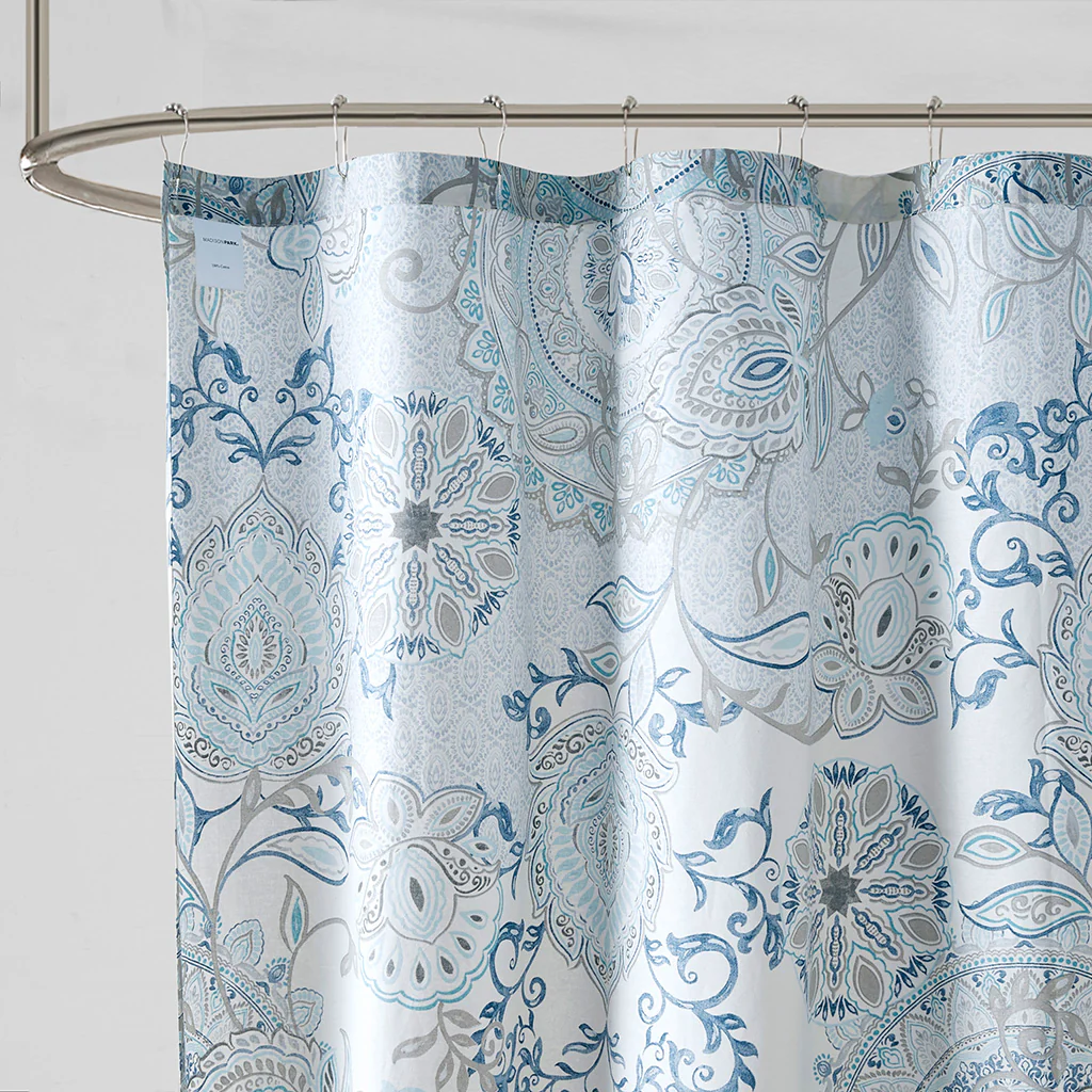Isla Printed Cotton Shower Curtain - Image 9