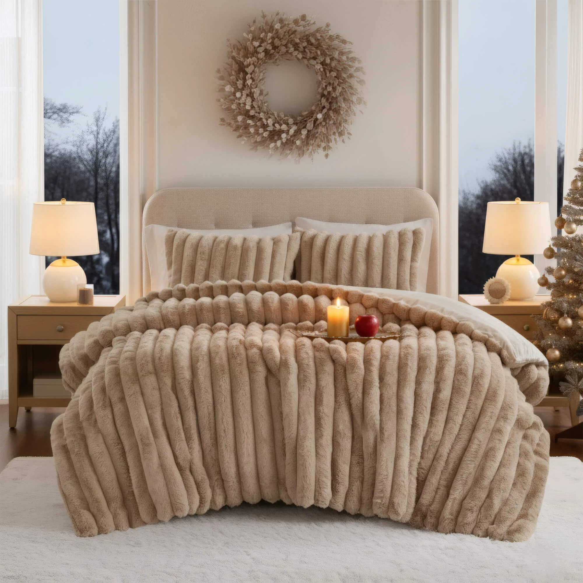 Jasmine Ultrasoft Faux Fur Ribbed Comforter Set - Image 3