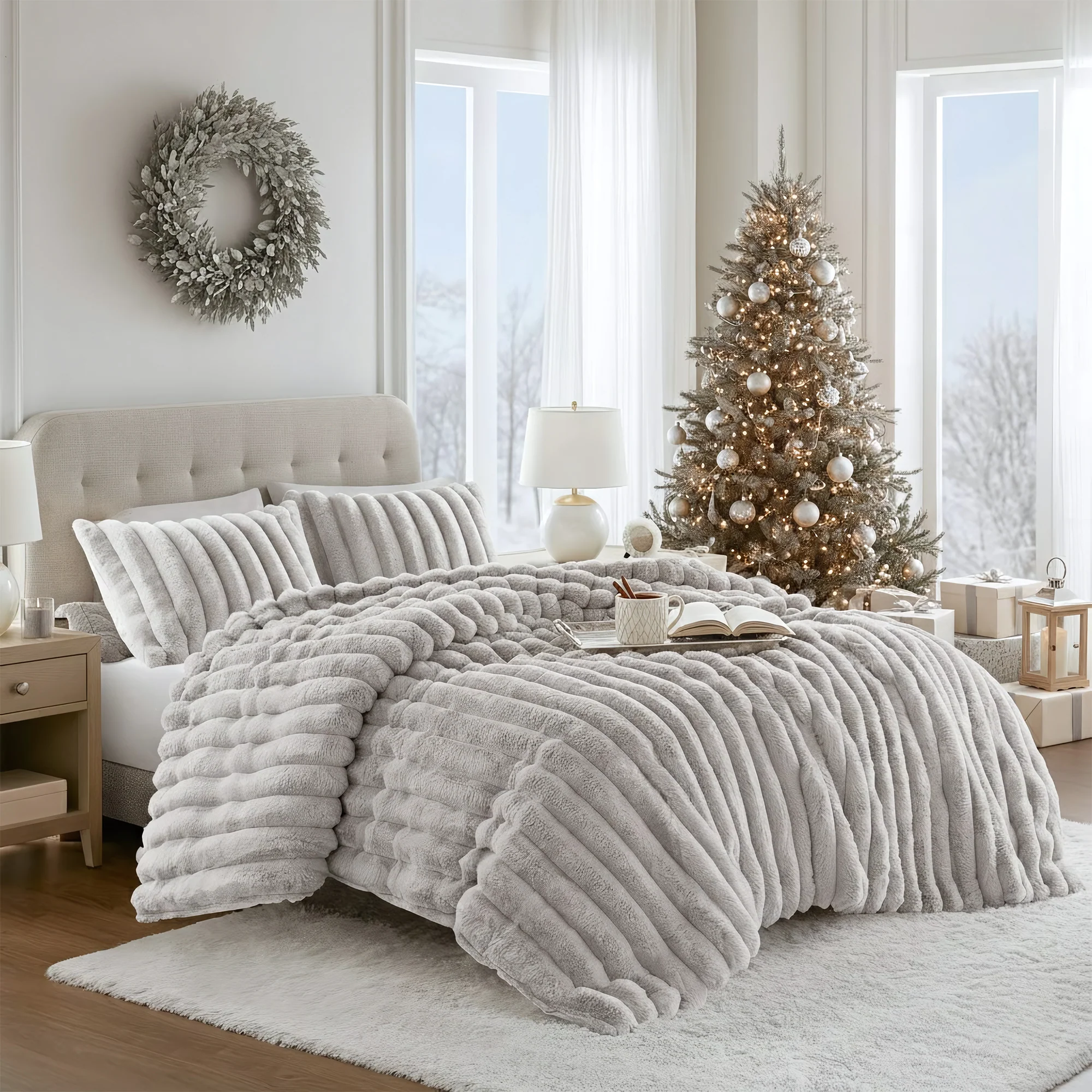 Jasmine Ultrasoft Faux Fur Ribbed Comforter Set - Image 4