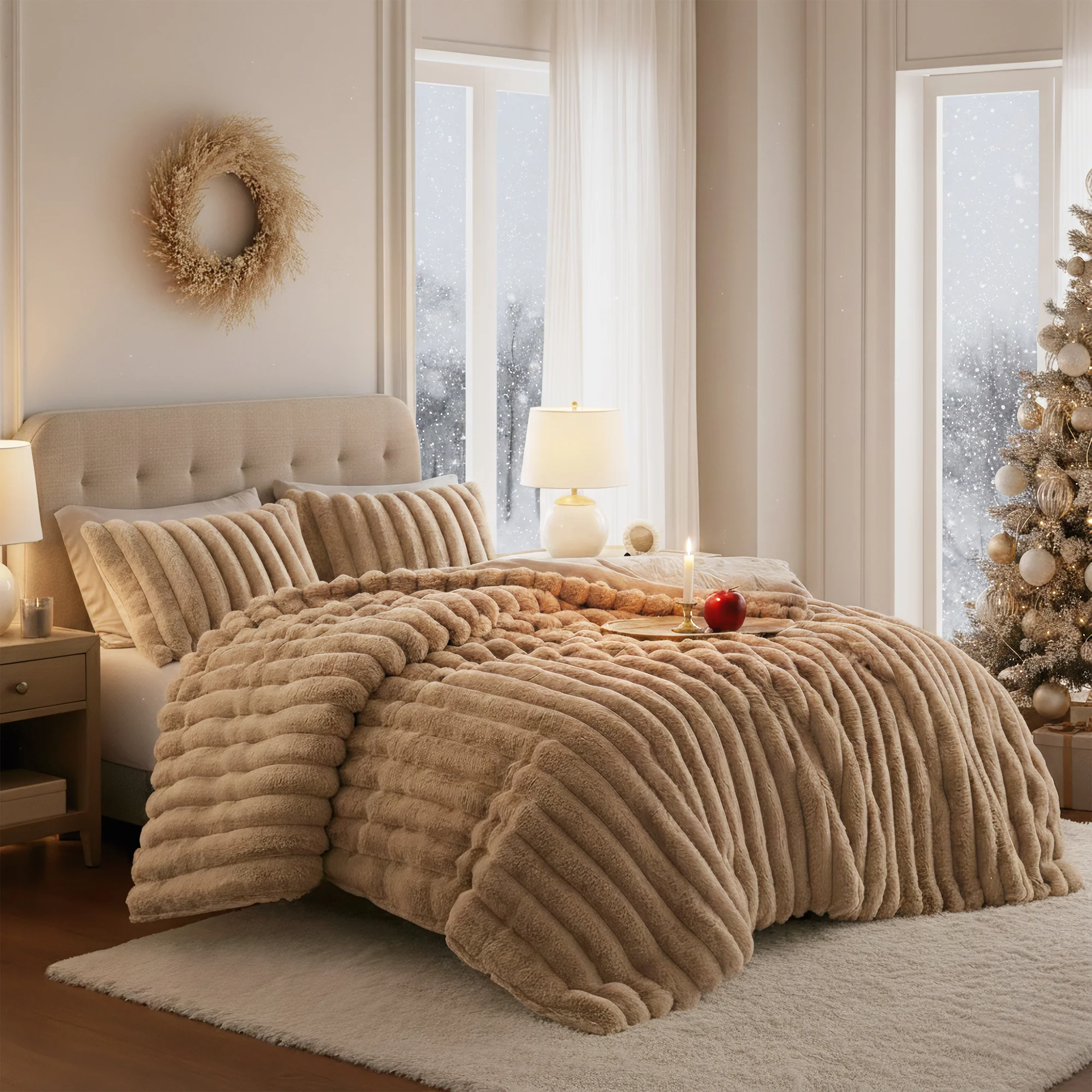 Jasmine Ultrasoft Faux Fur Ribbed Comforter Set - Image 5