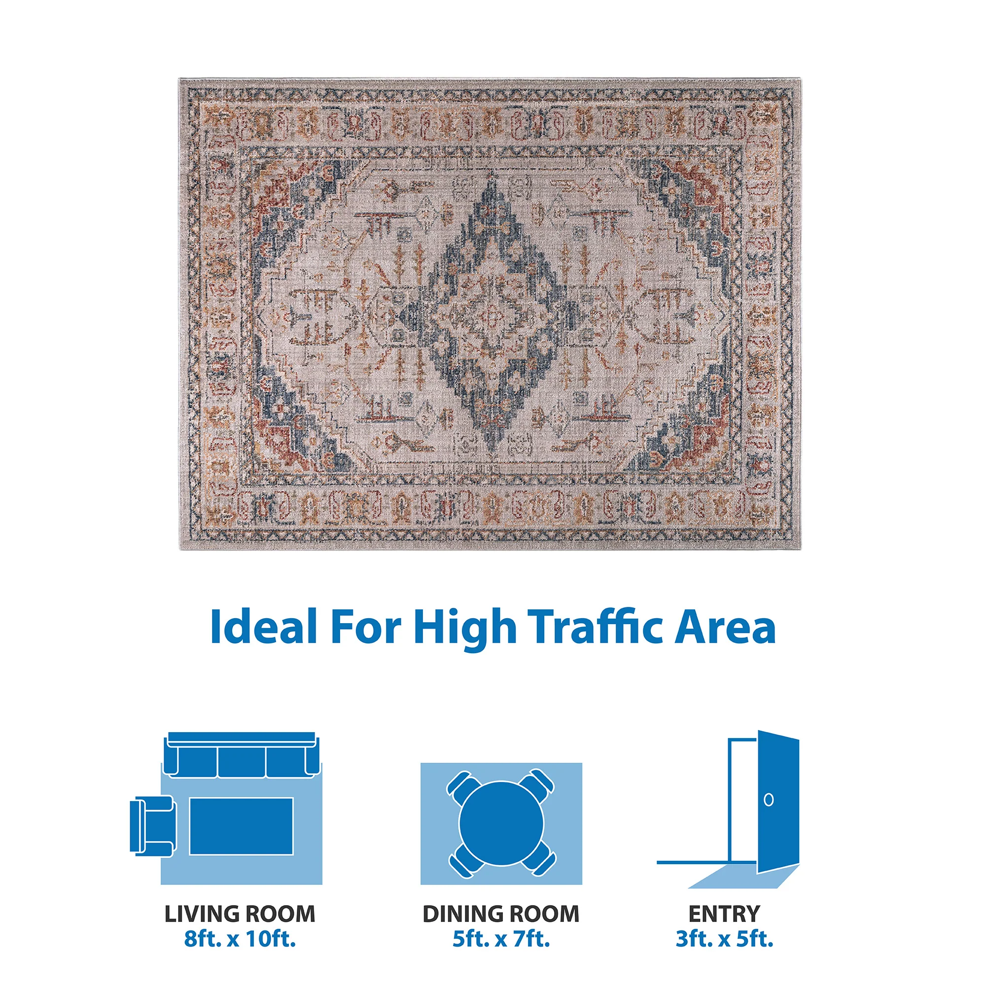 Jasmine Vintage Medallion Woven Area Rug - Image 13