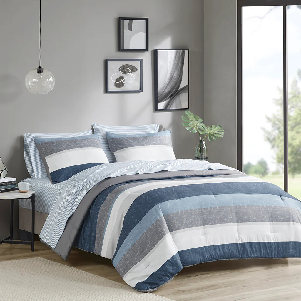 Jaxon Stripe Comforter Set with Bed Sheets - Image 3